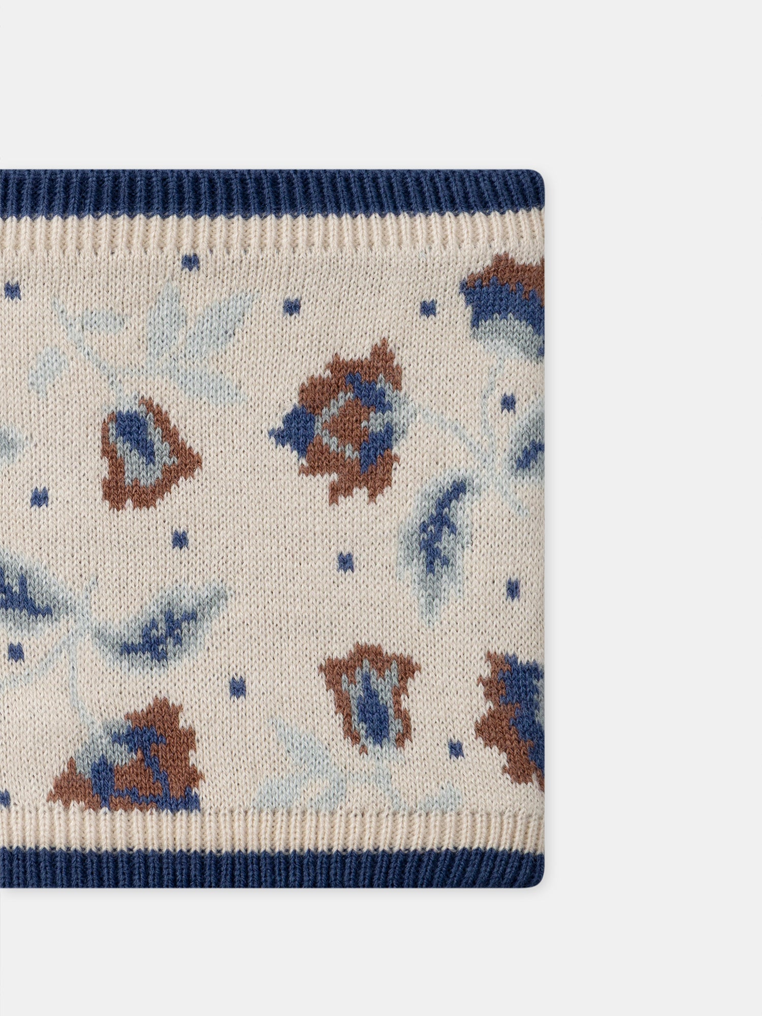 Cachecol bege com padrão de flores para meninas