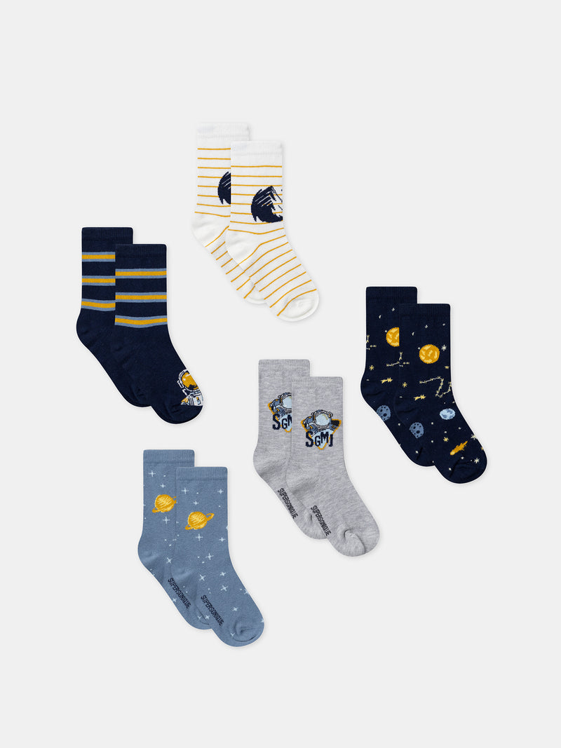 Conjunto de 5 pares de meias para menino