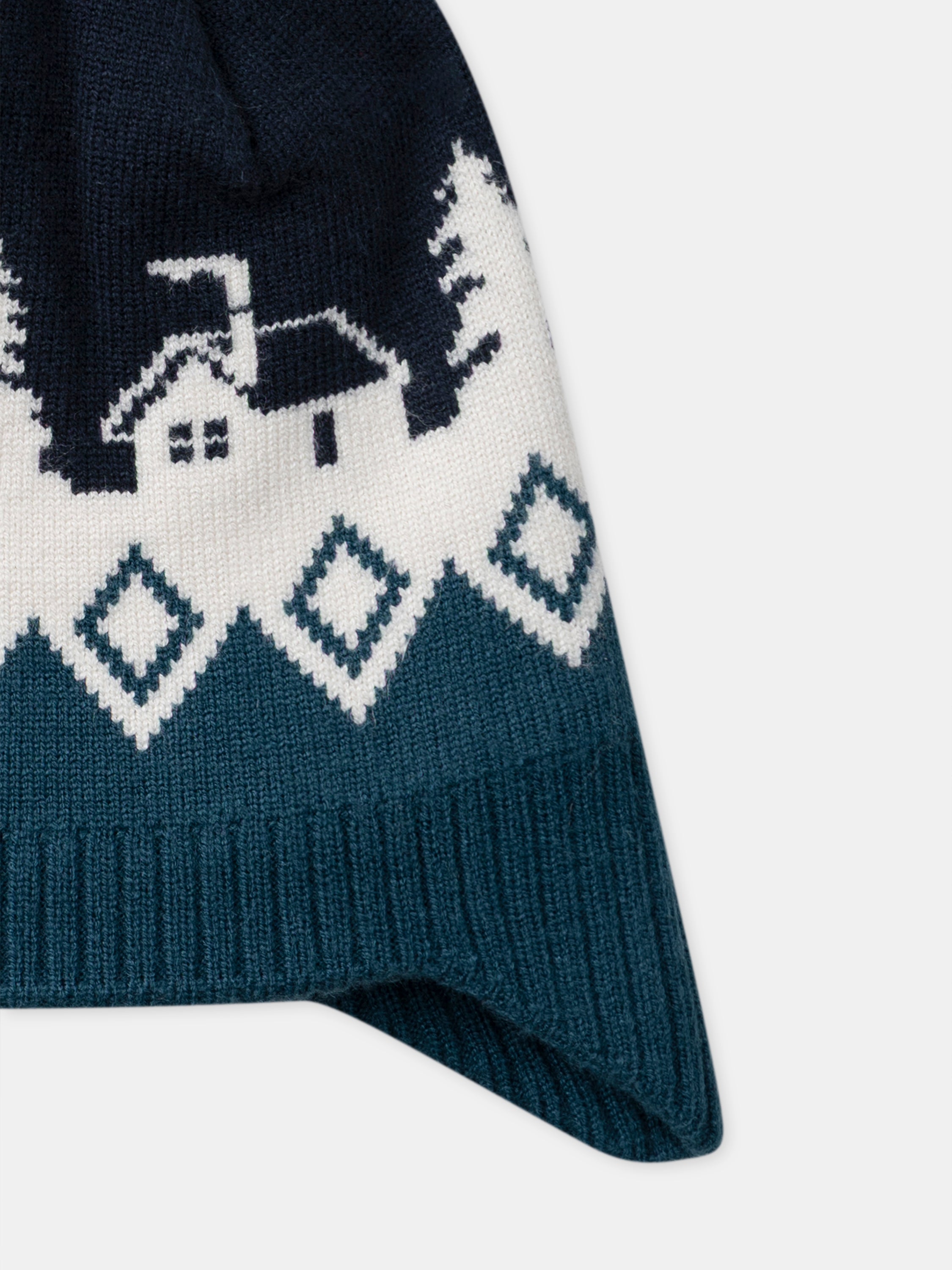 Gorro com pompom e padrão jacquard para menino