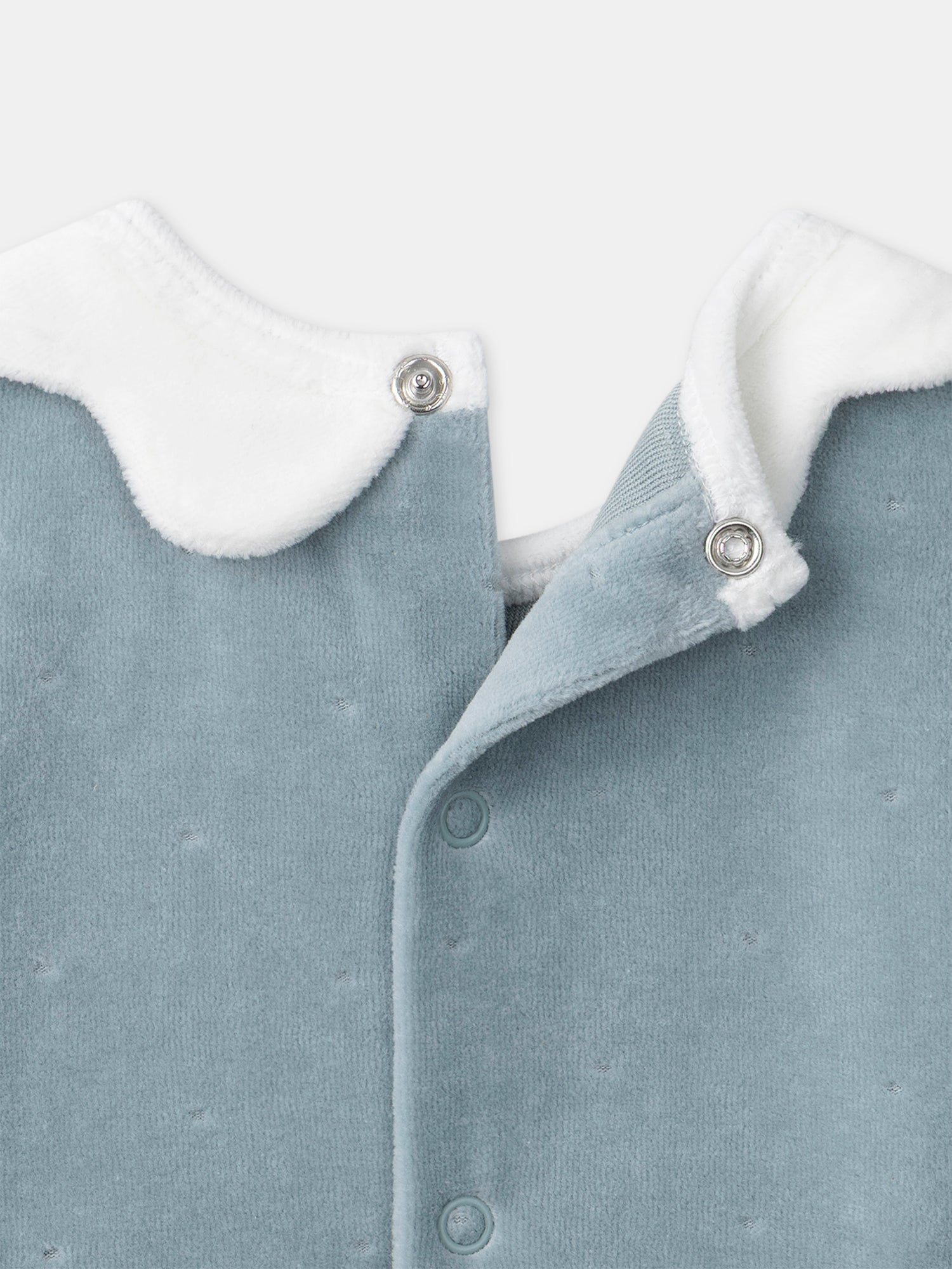 Macacão azul em veludo com bordados de gatos para meninas