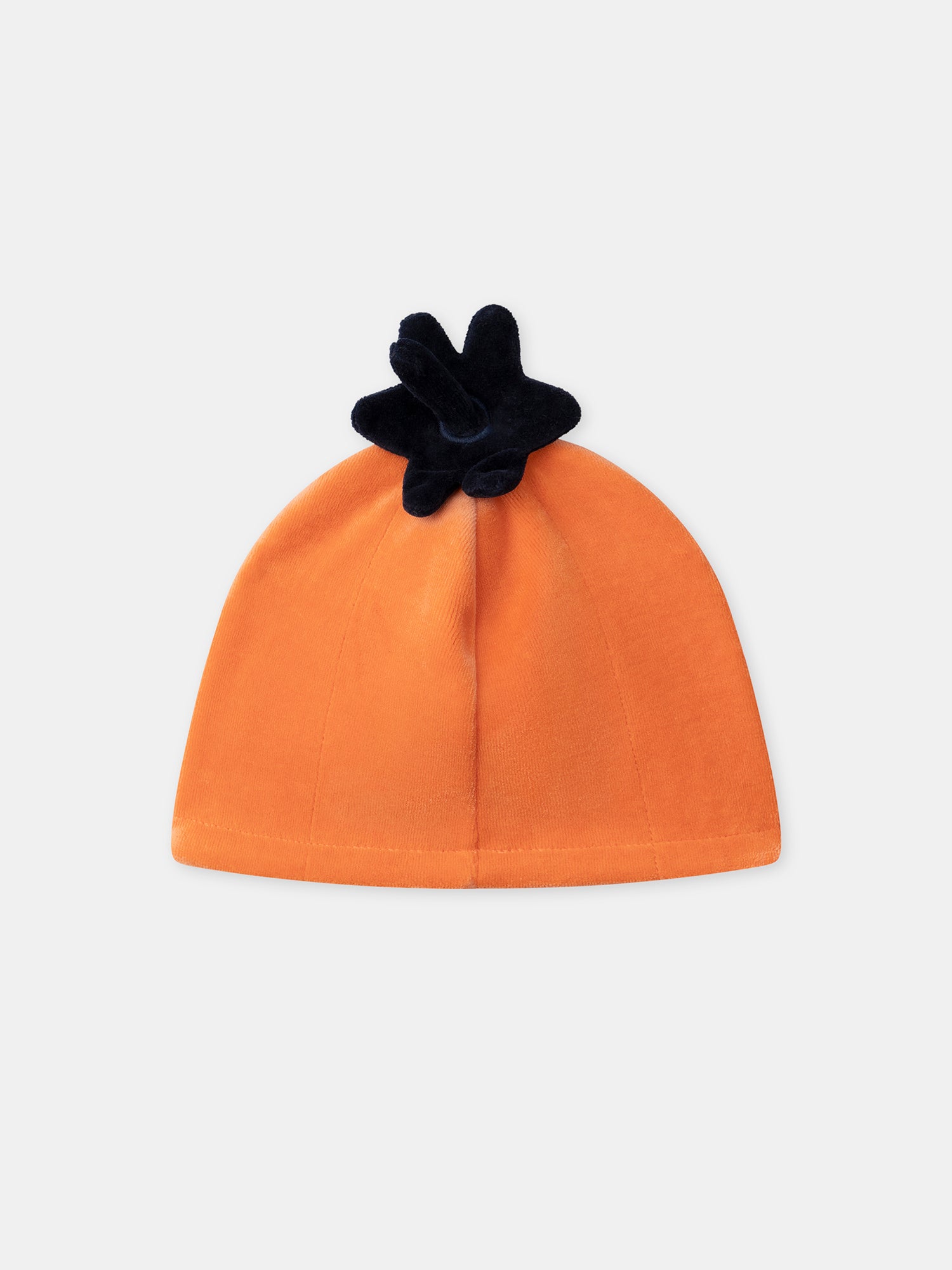 Macacão de veludo azul marinho + Chapéu de abóbora para menino bebé