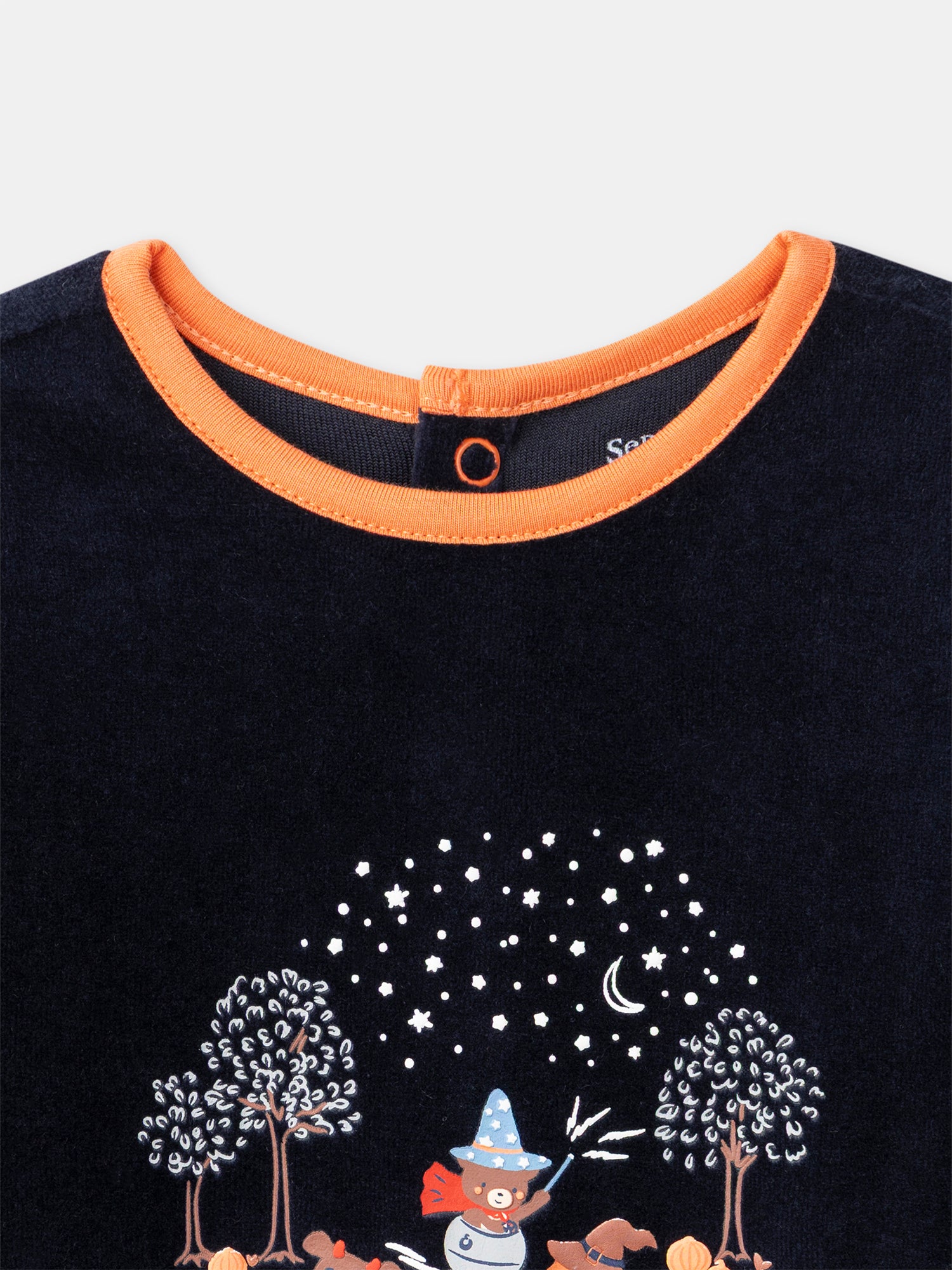 Macacão de veludo azul marinho + Chapéu de abóbora para menino bebé