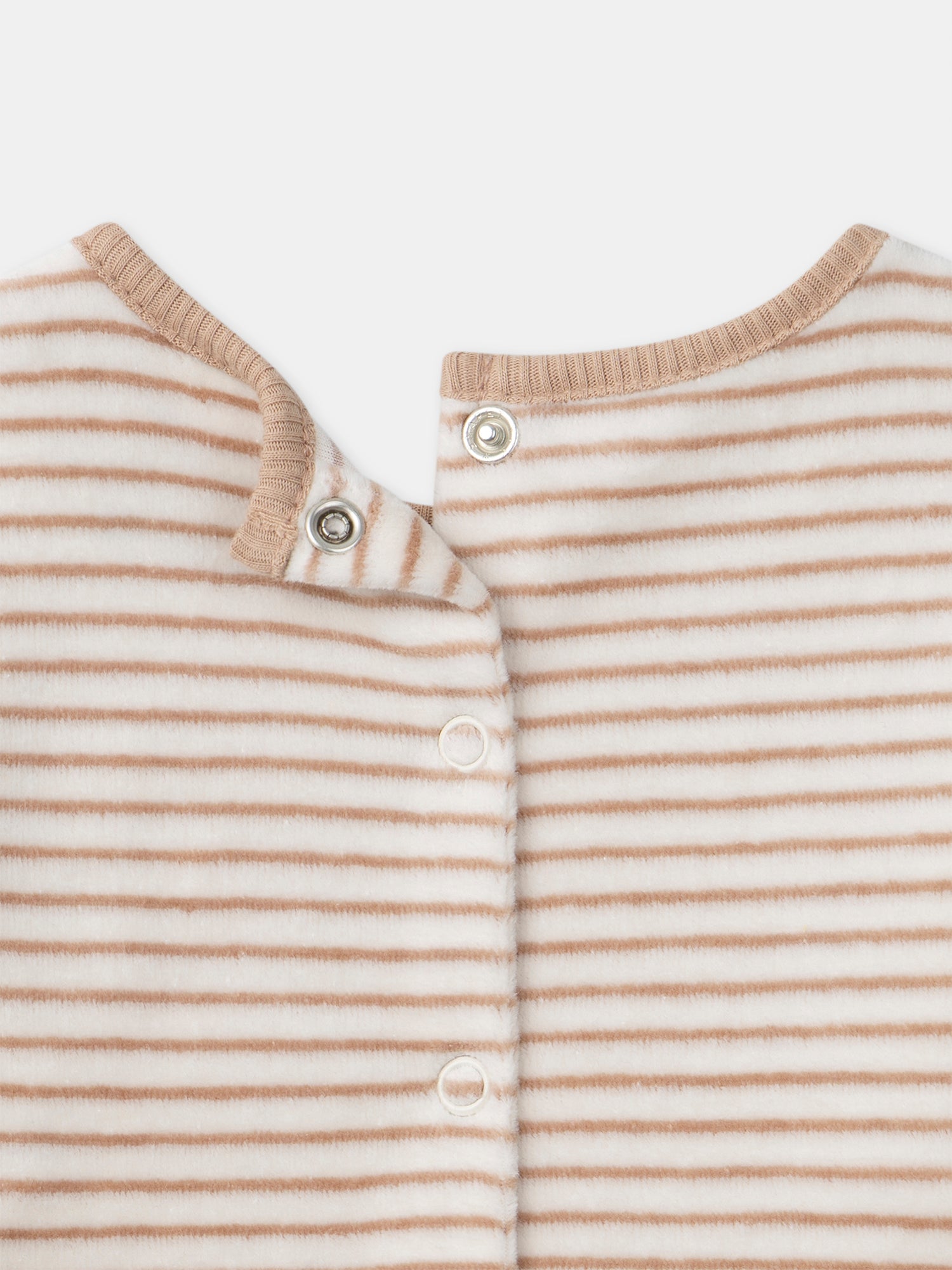 Pijama riscas em marfim e coelho para menino bebé