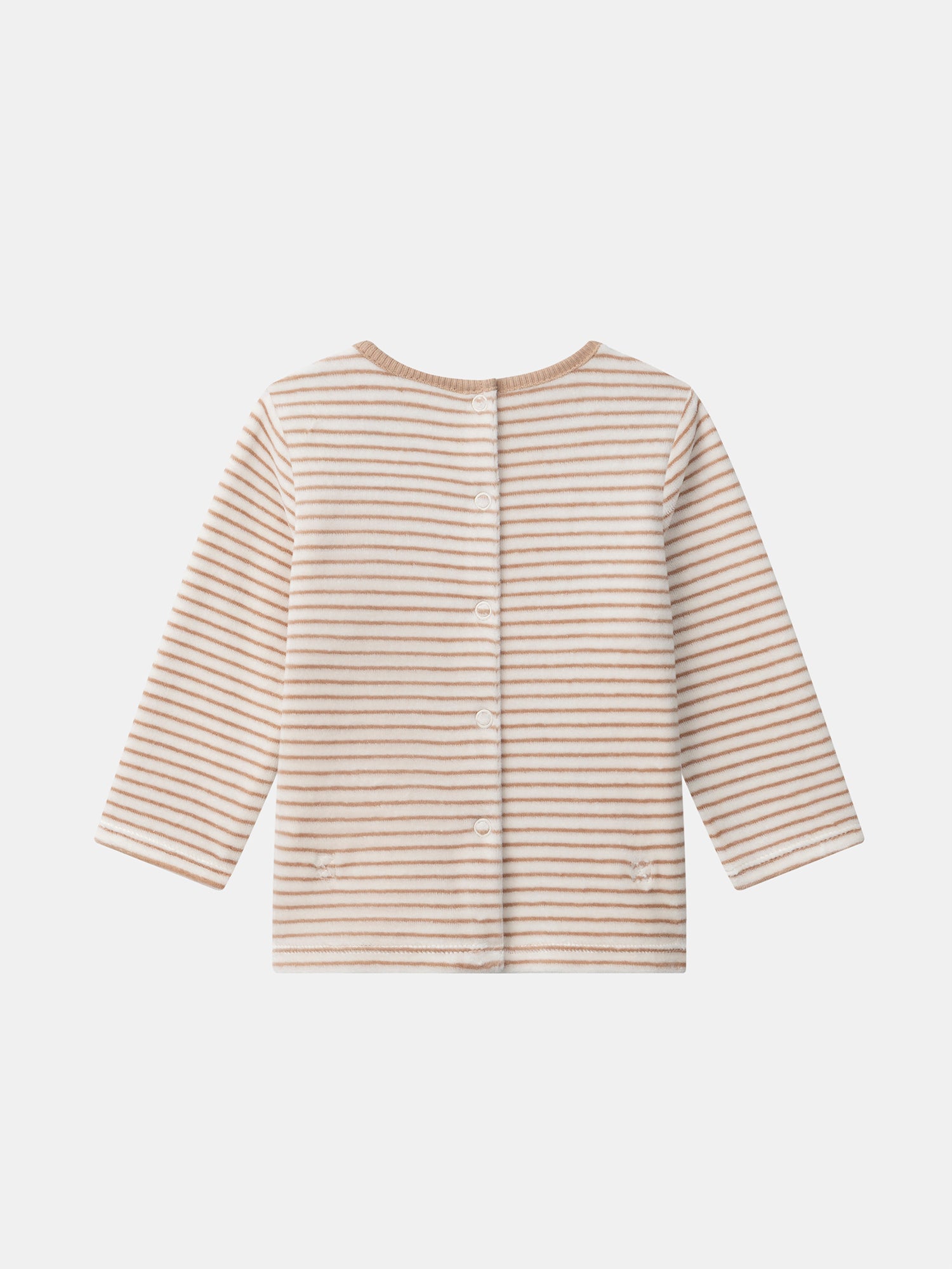 Pijama riscas em marfim e coelho para menino bebé