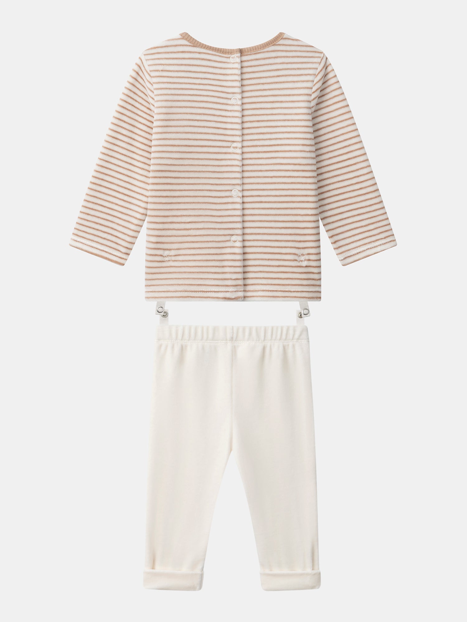 Pijama riscas em marfim e coelho para menino bebé
