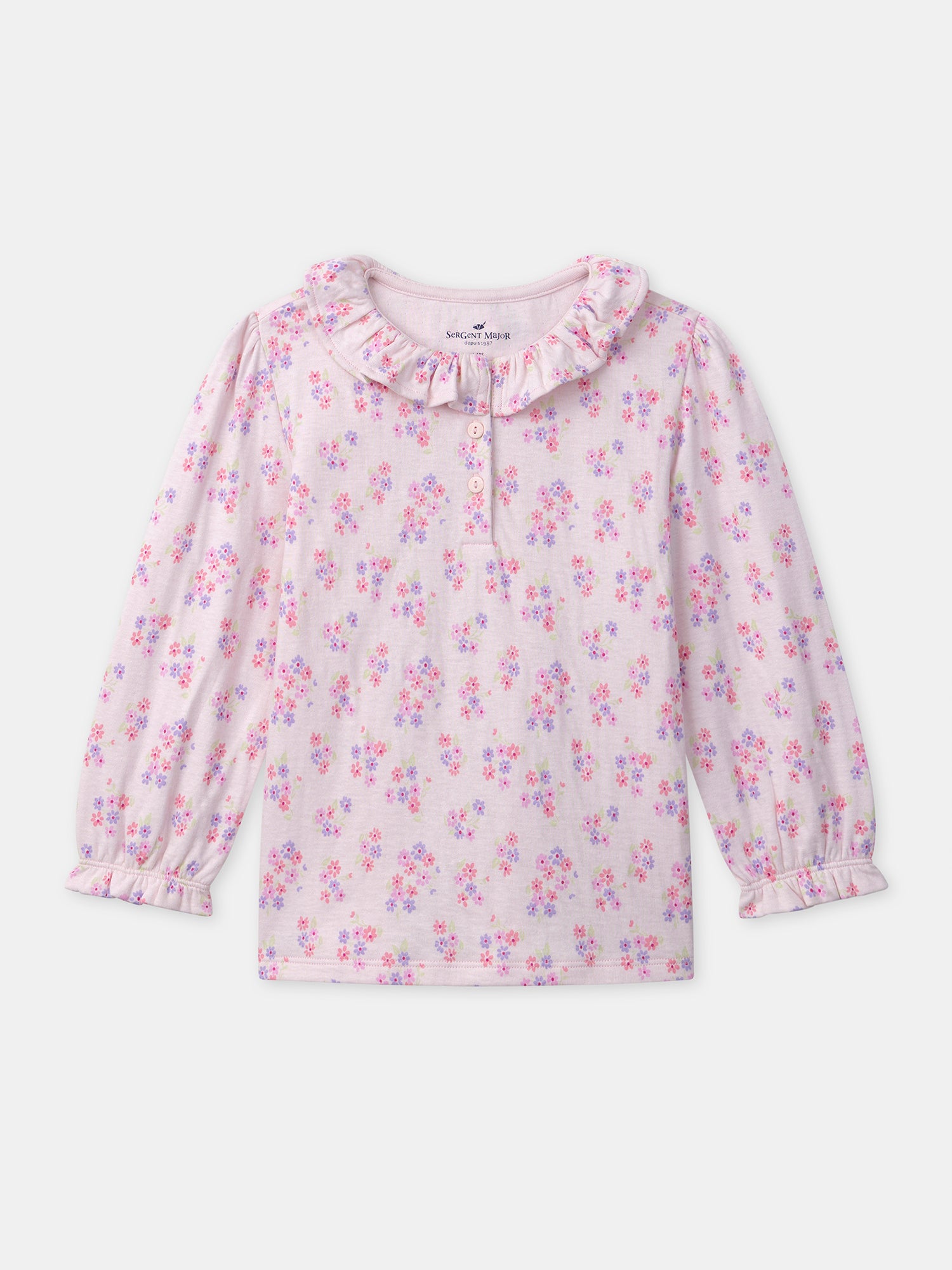 Pijama Rosa com Estampado Floral para Menina