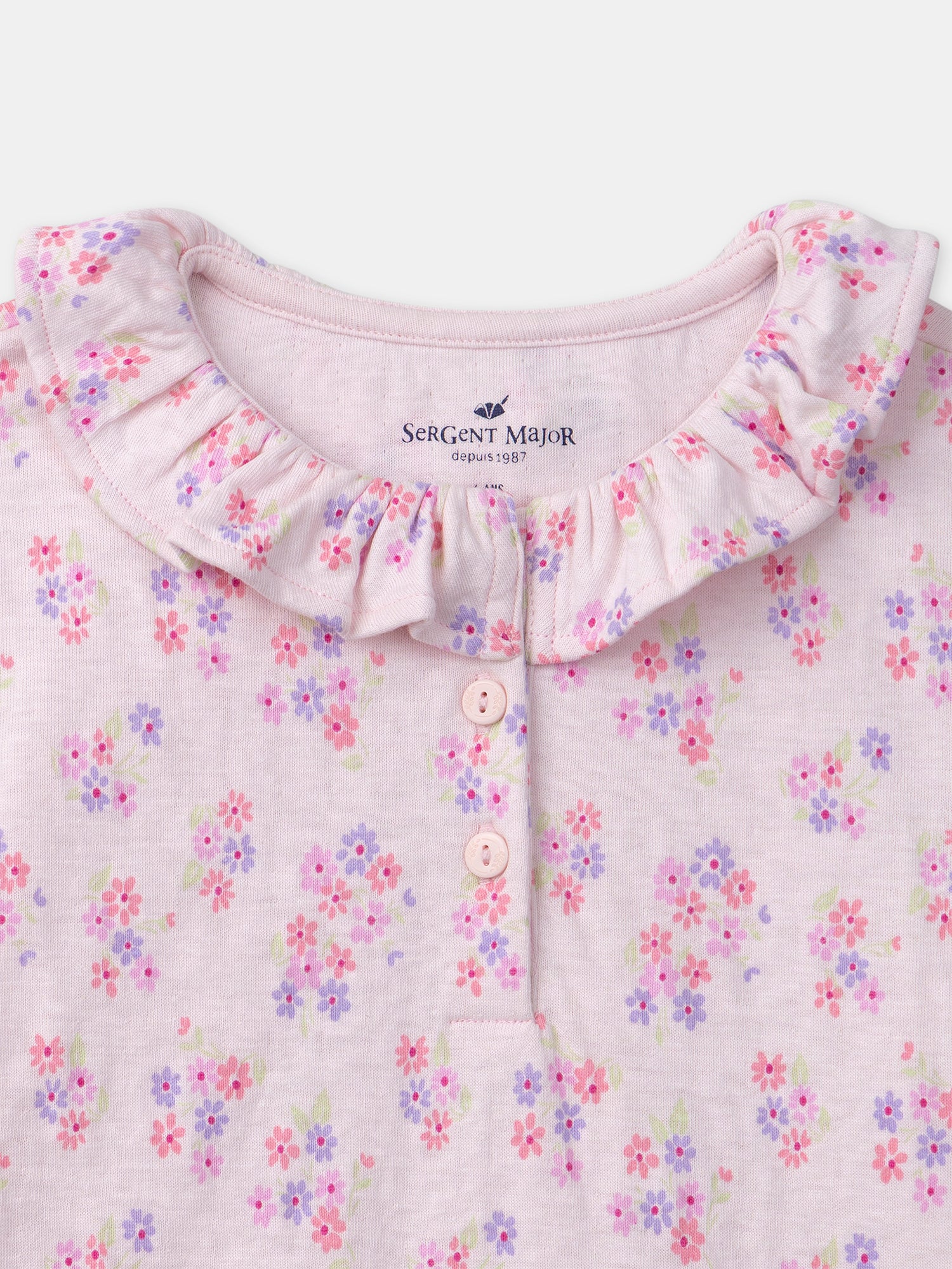 Pijama Rosa com Estampado Floral para Menina