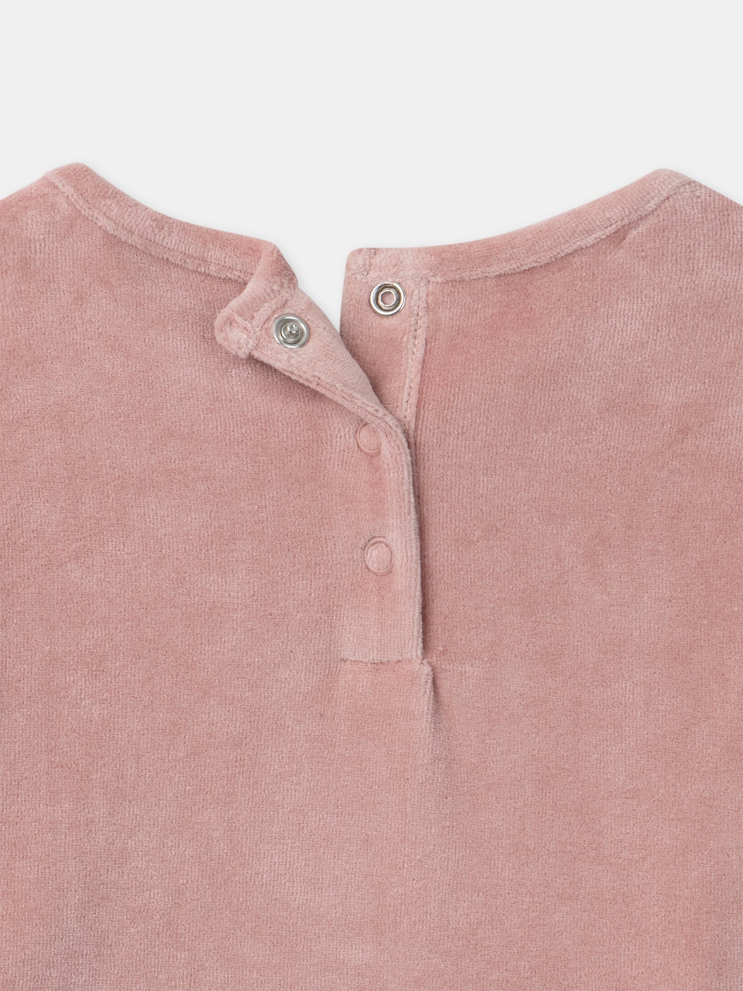 Camisola de noite rosa em veludo com estampa de raposas e borlas para meninas