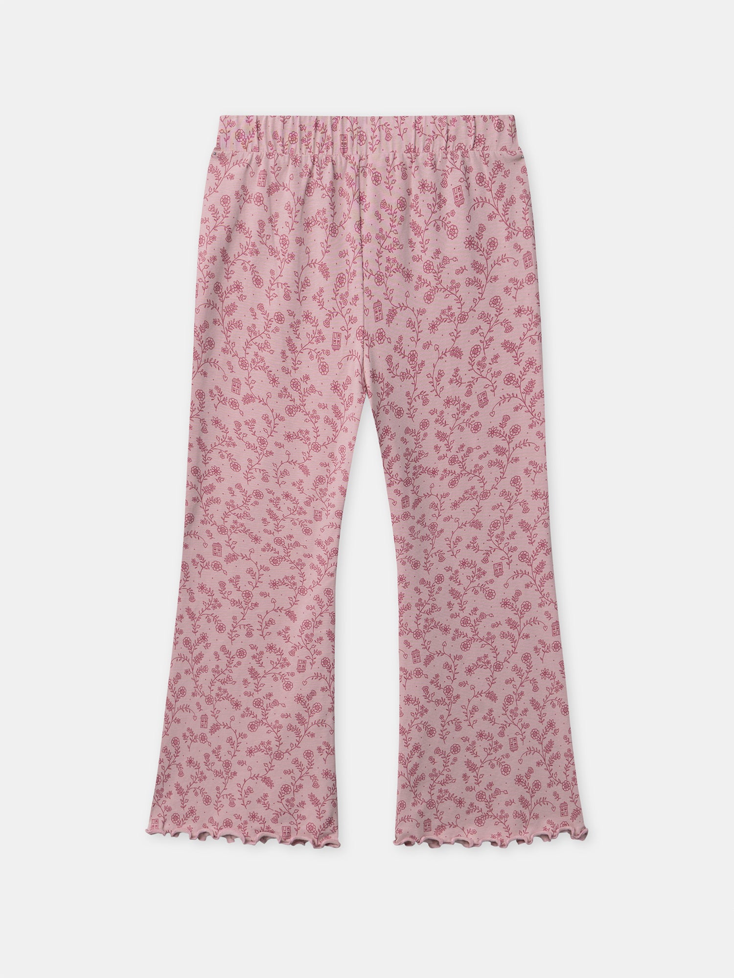 Pijama rosa escuro de veludo com estampado floral para meninas