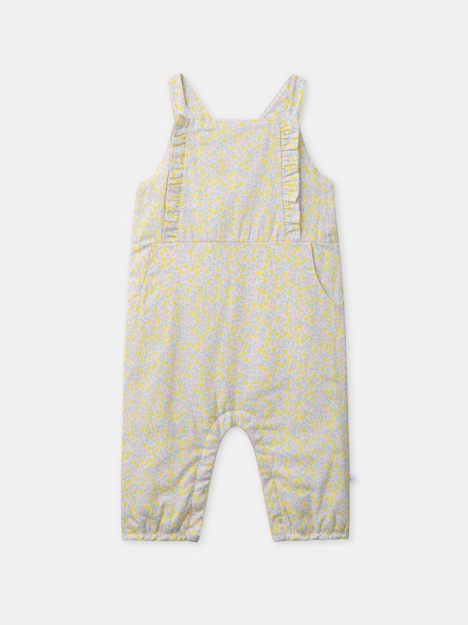 Ensemble combinaison fleuri + body écru + chaussettes à ruban Naissance Fille