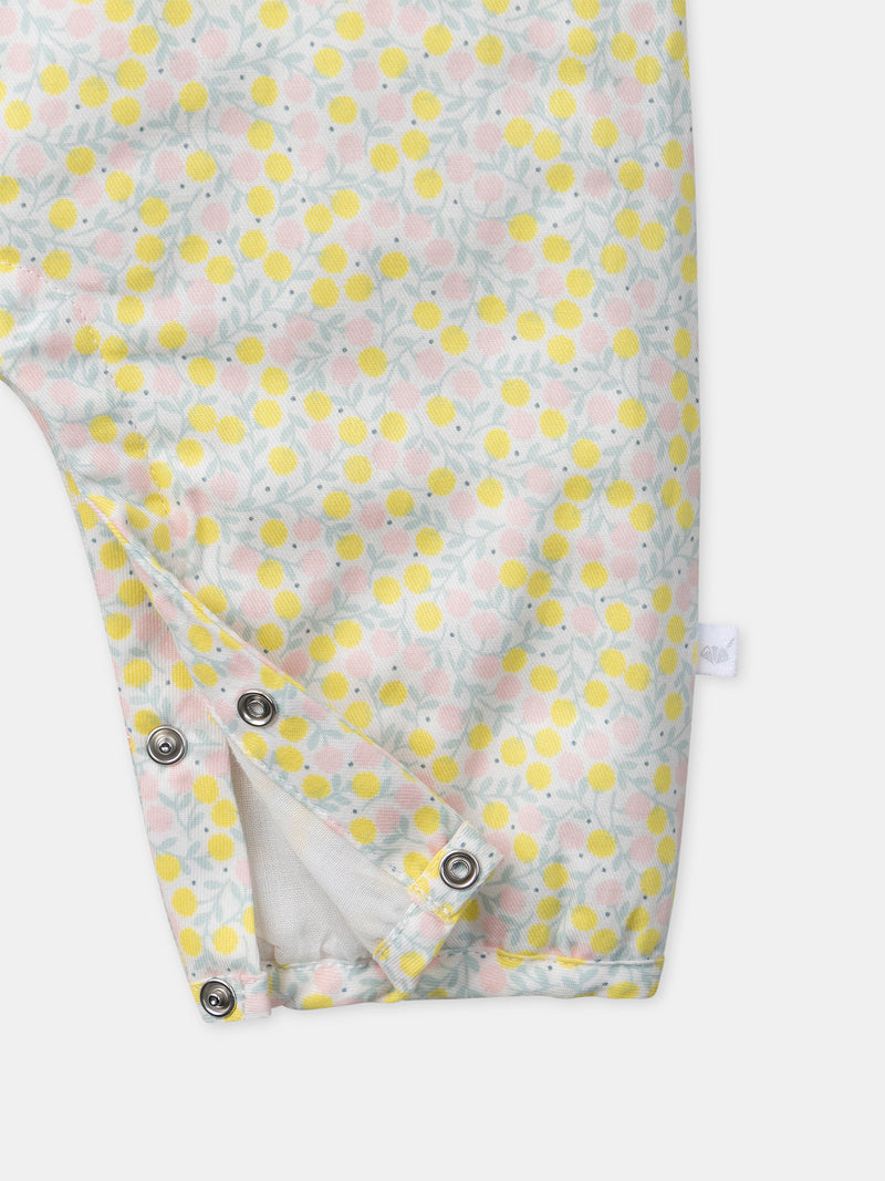 Conjunto floral + body ecru + meias com fita Nascimento Menina