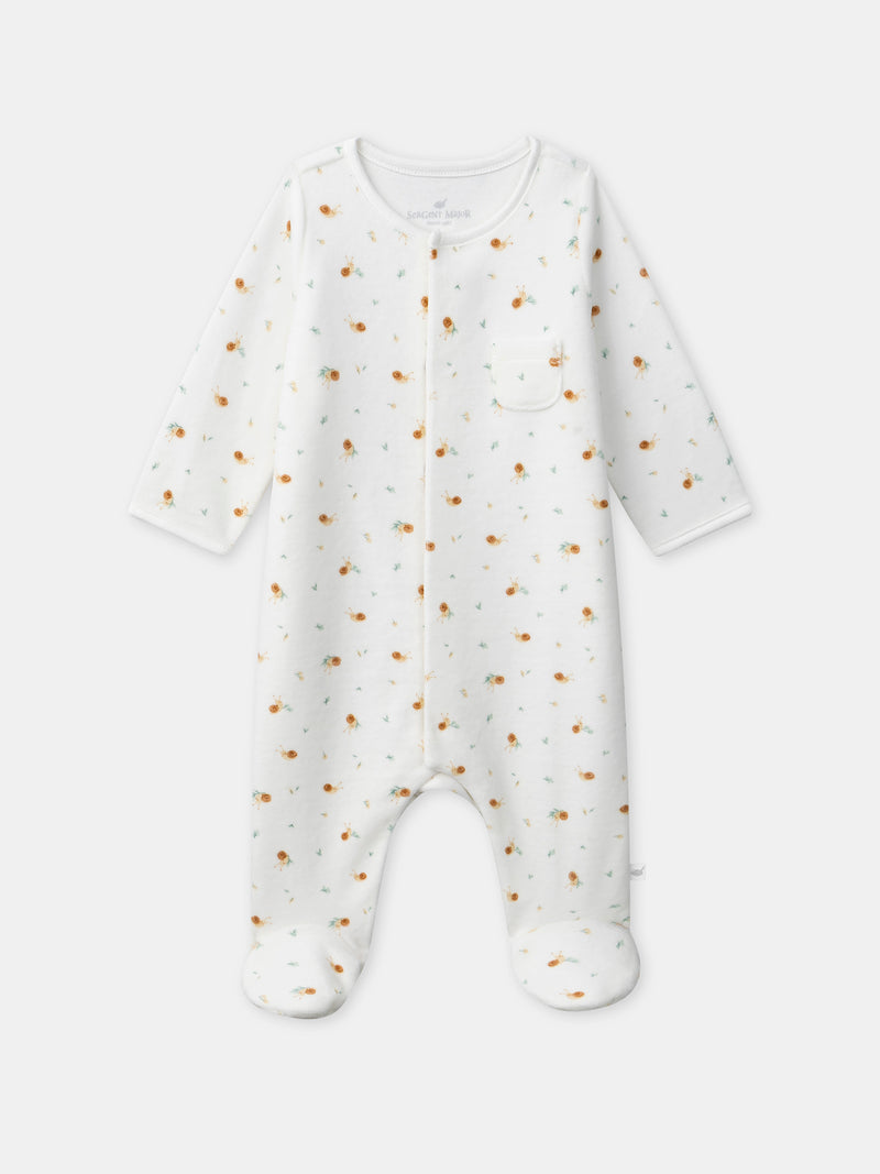 Macacão ecru com estampado de caracóis para recém-nascidos Unissexo