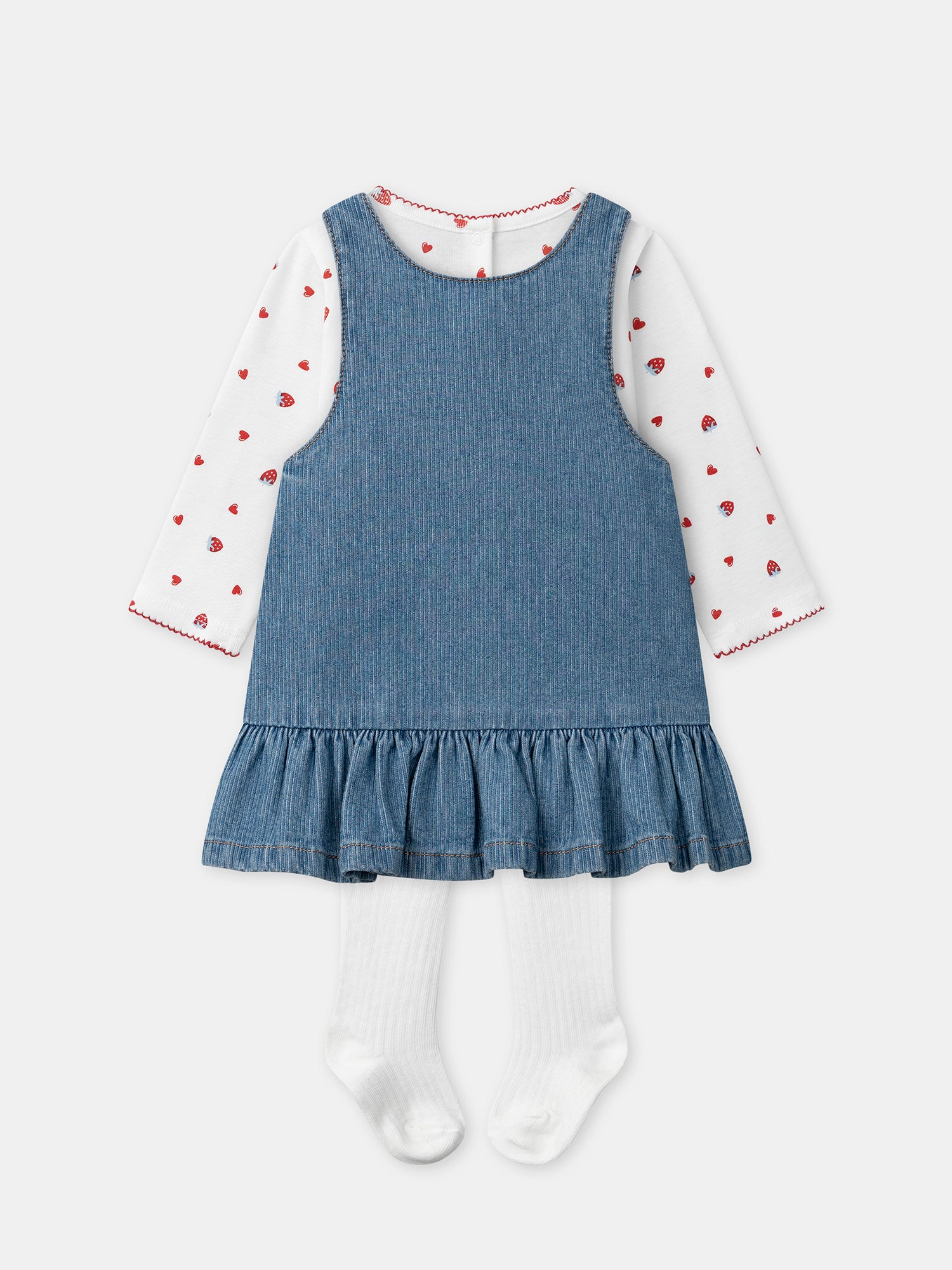 Conjunto t-shirt + vestido + collants para meninas