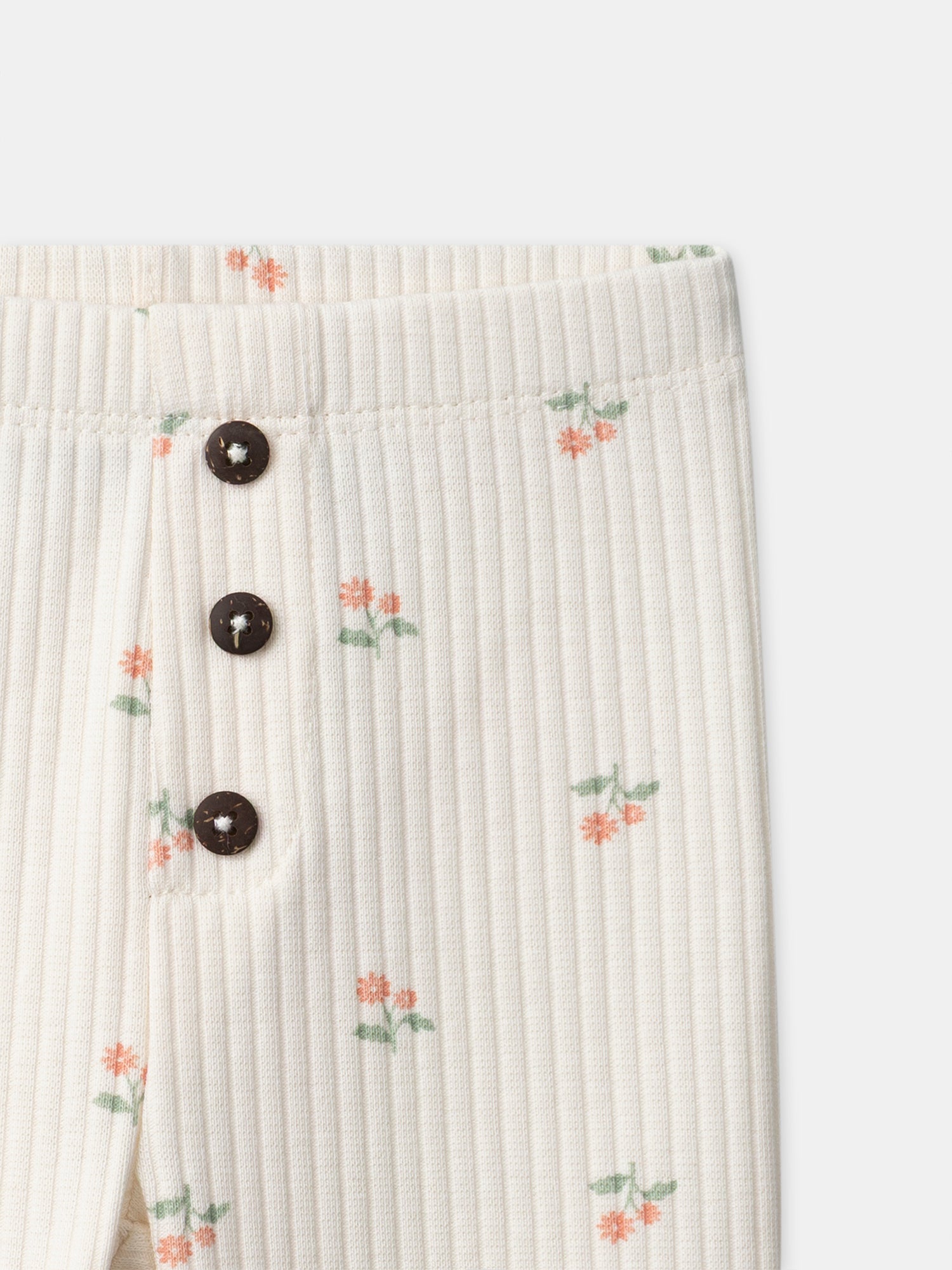 Leggings em marfim com estampado floral para bebé menina