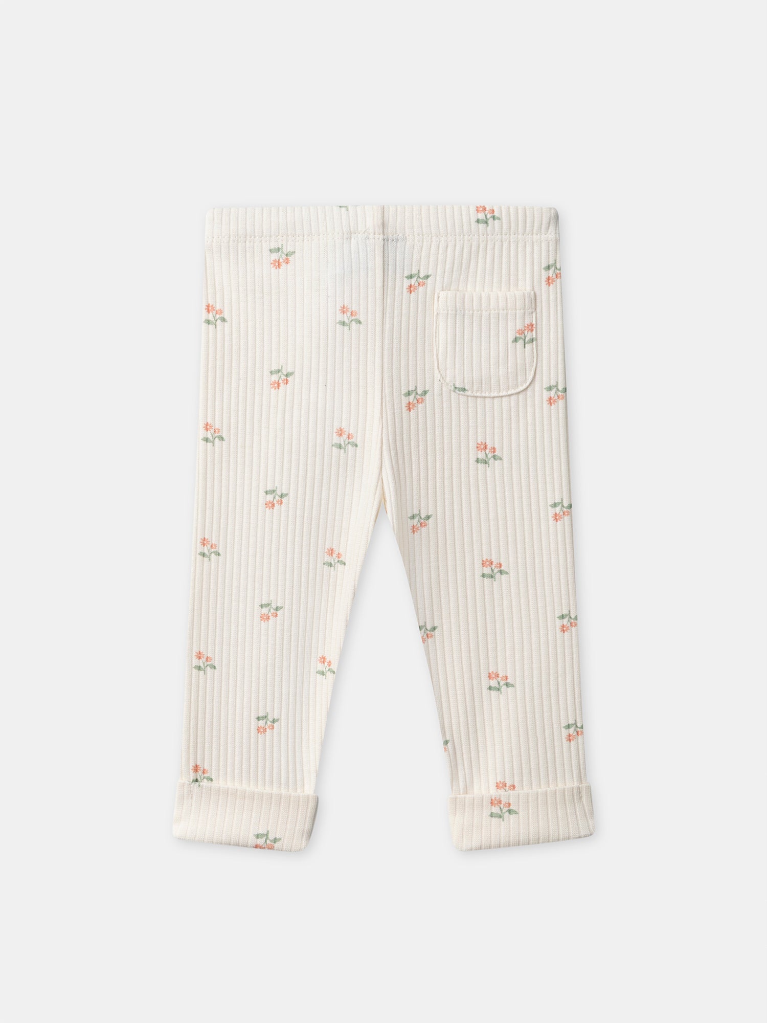 Leggings em marfim com estampado floral para bebé menina