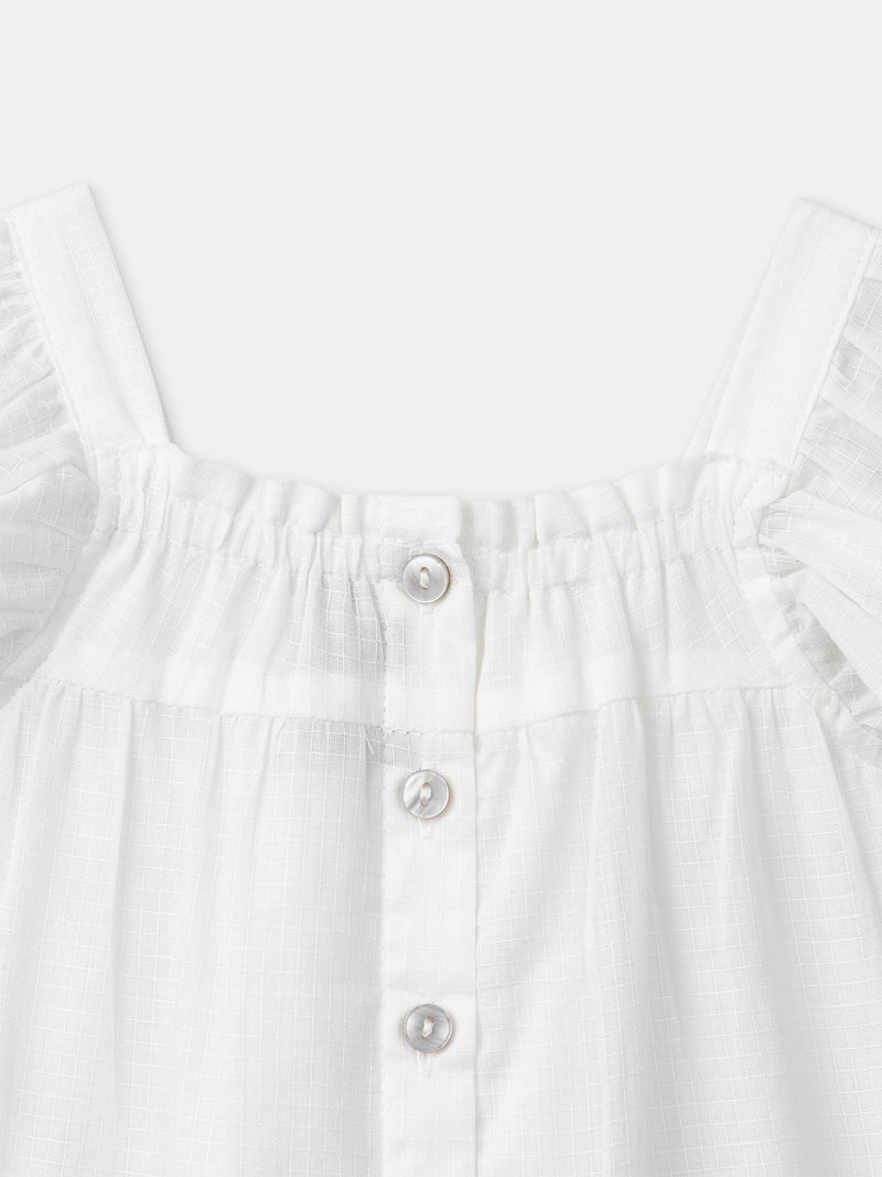 Blusa Ecru com Bordados de Flores para Bebé Menina