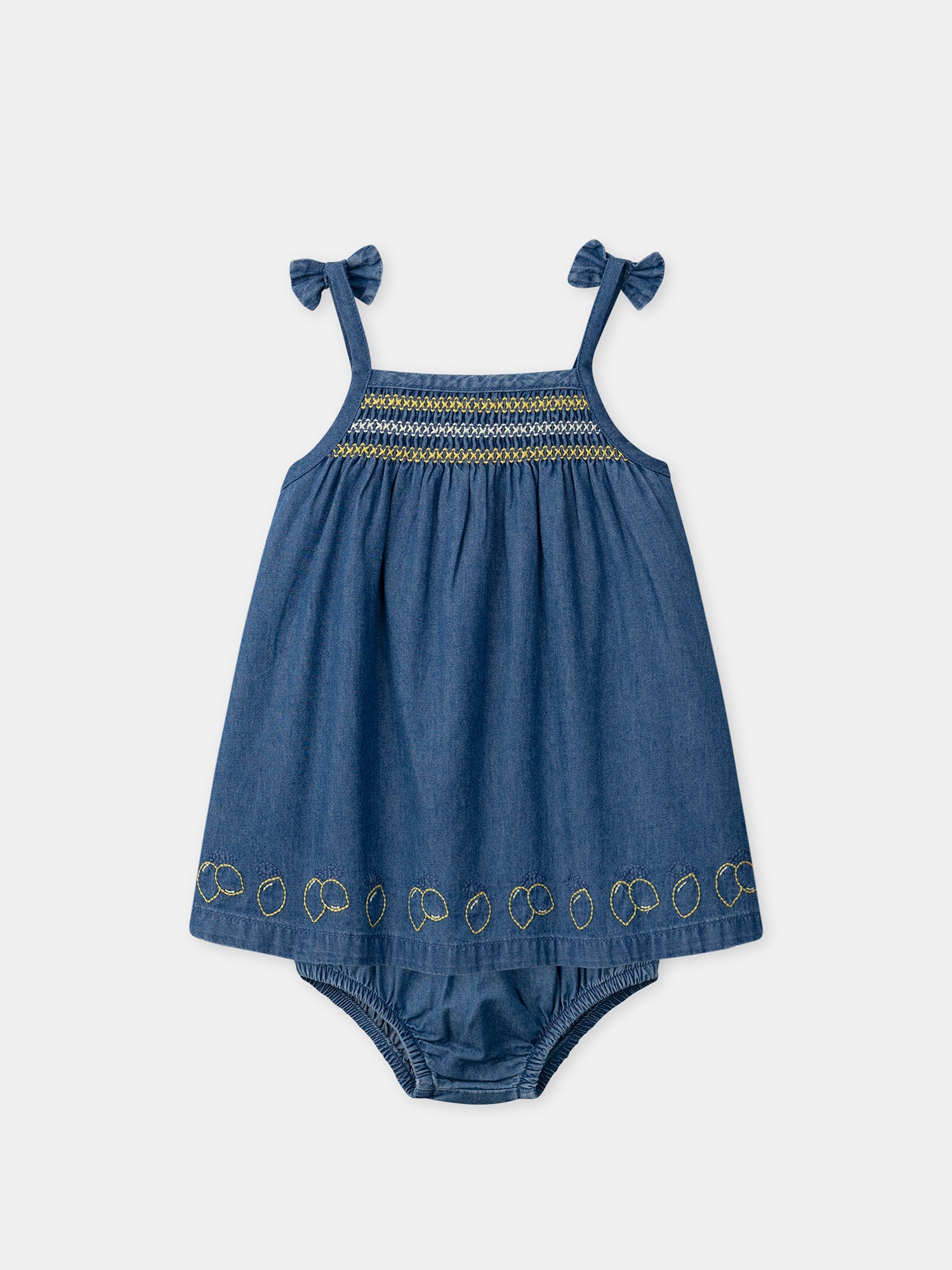 Vestido de denim com bordados de limão para Bebé Mulher