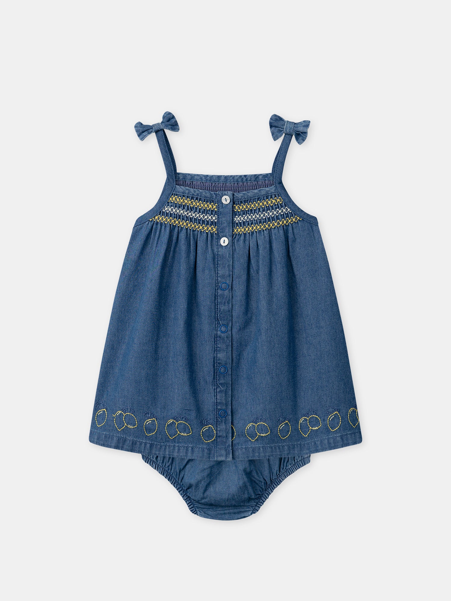 Vestido de denim com bordados de limão para Bebé Mulher