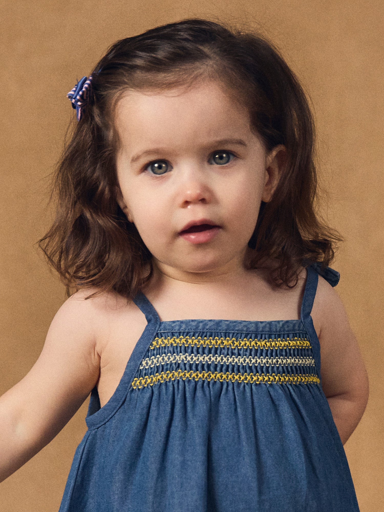 Vestido de denim com bordados de limão para Bebé Mulher