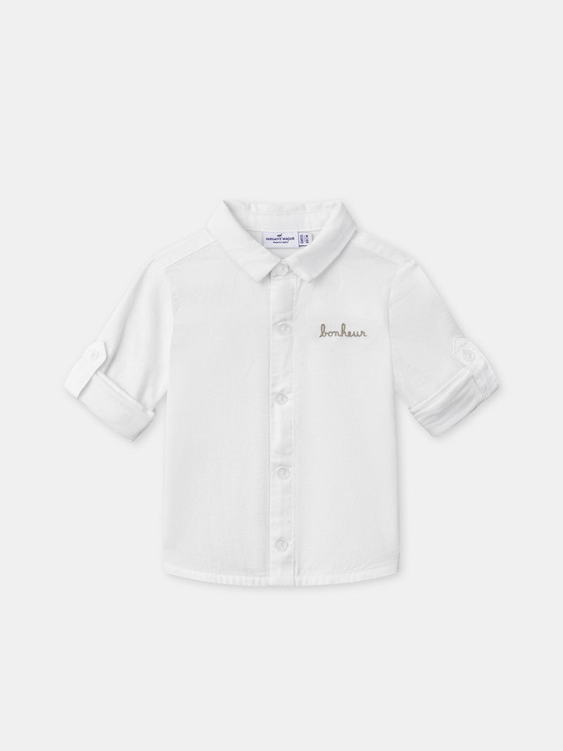 Camisa Ecru com Mangas Arreganhadas Bebé Menino