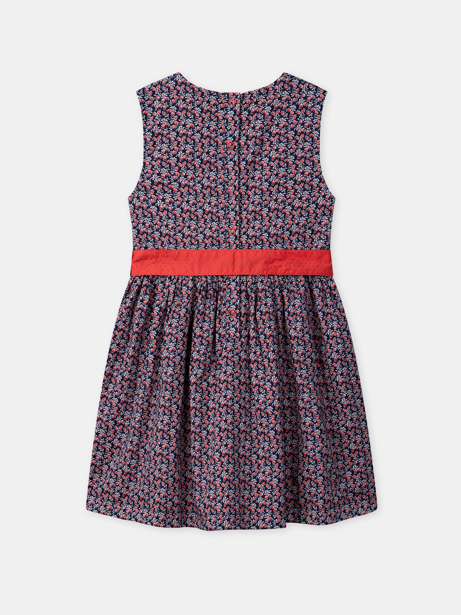 Vestido Reversível Vermelho ou com Estampa Floral para Menina