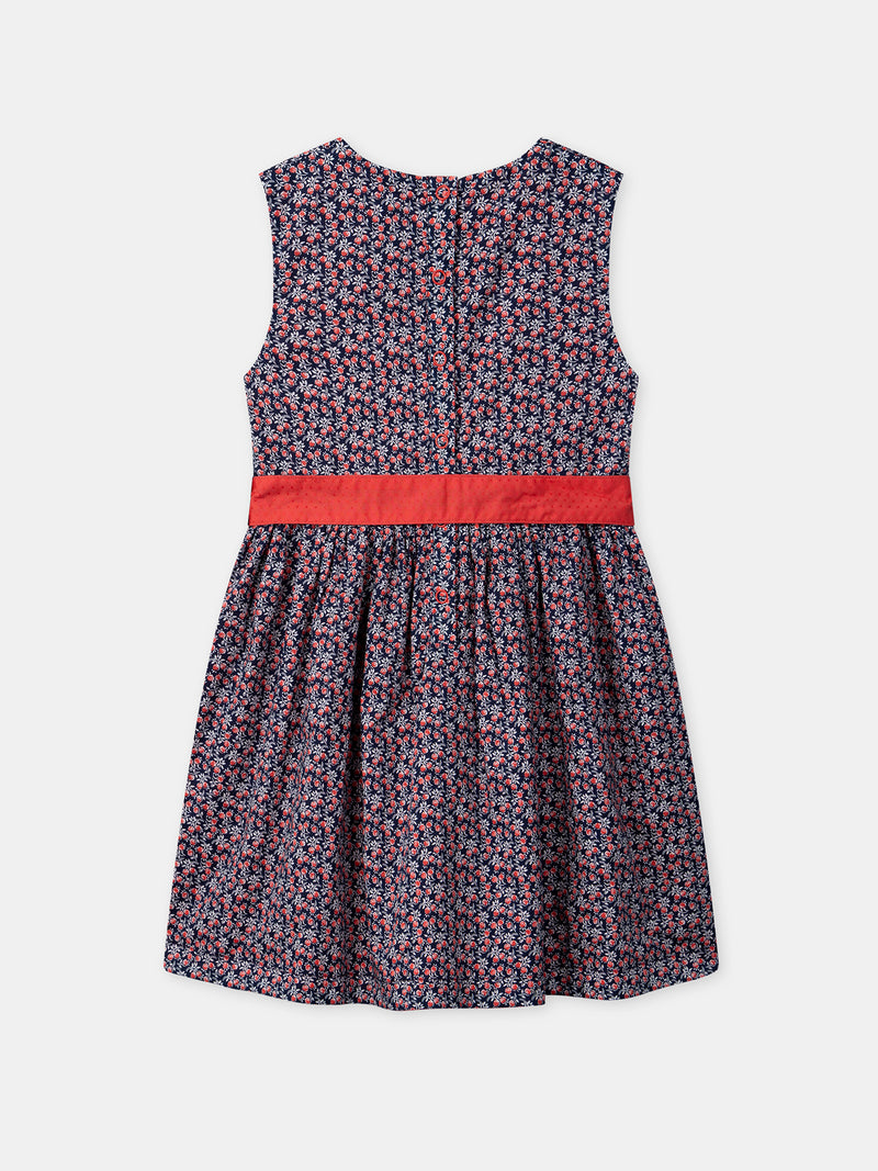 Vestido Reversível Vermelho ou com Estampa Floral para Menina