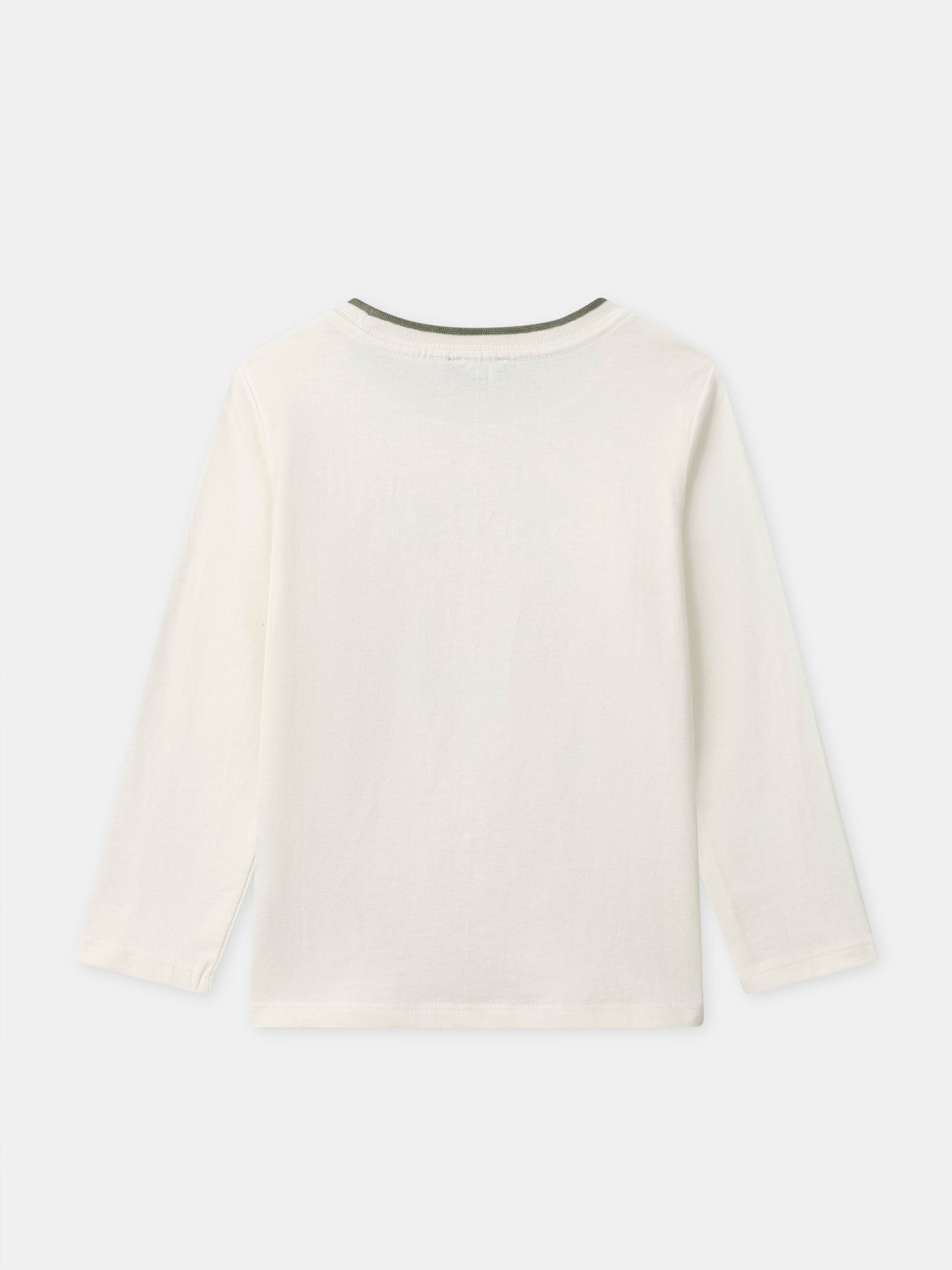 T-shirt de manga longa em crú para menino