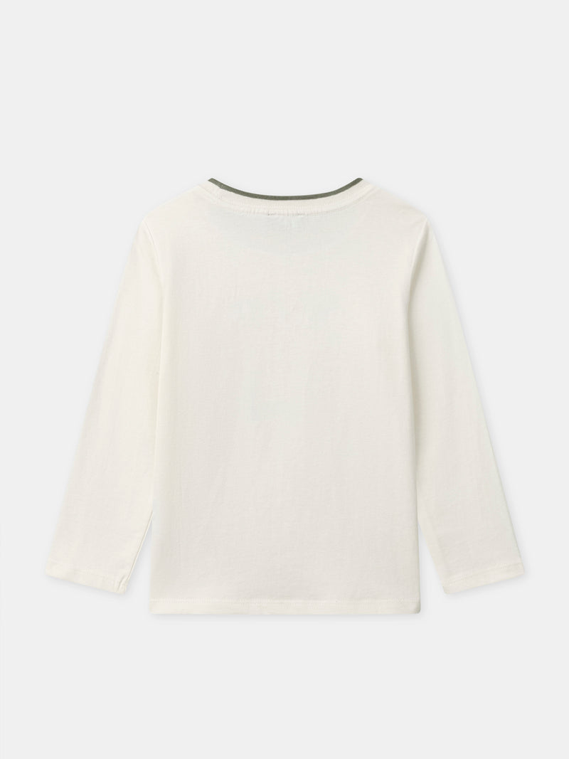 T-shirt de manga longa em crú para menino