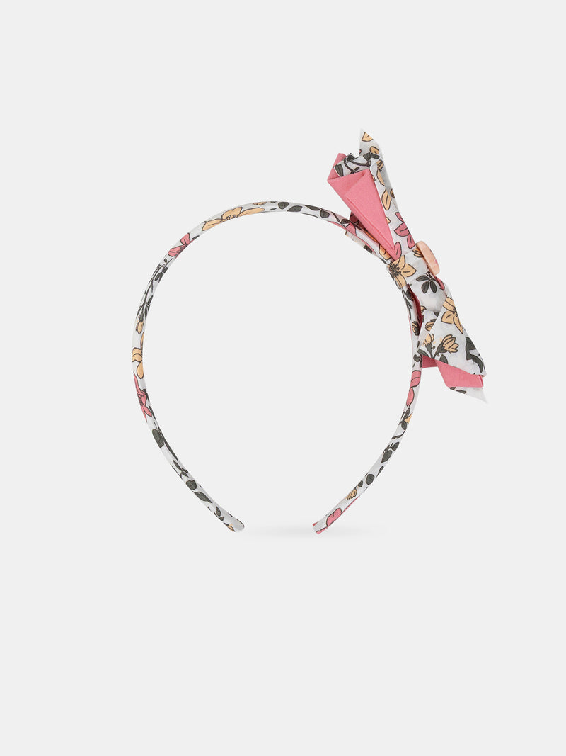 Arco de Cabelo em Tecido Floral e com Charme Leopardo Menina