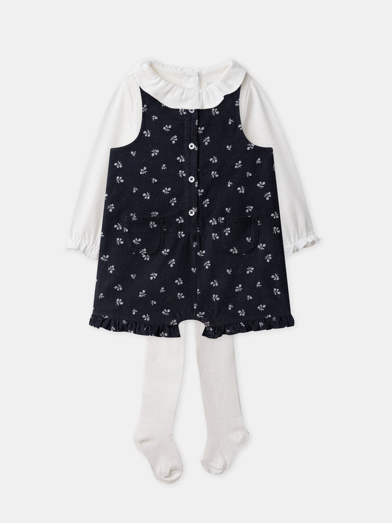 Conjunto salopete + body + collants Nascimento Menina