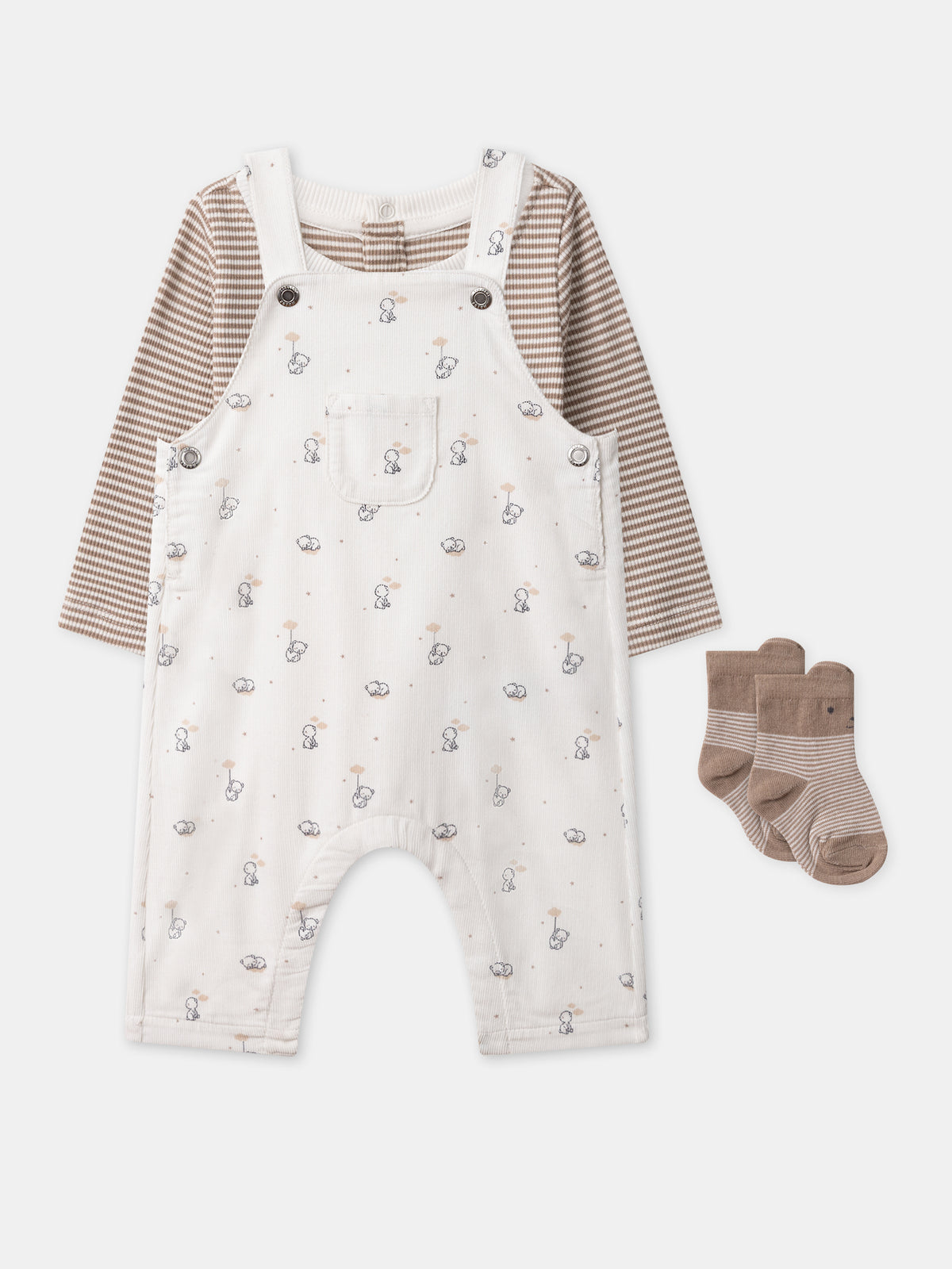 Conjunto salopete + body + meias Nascimento Menino