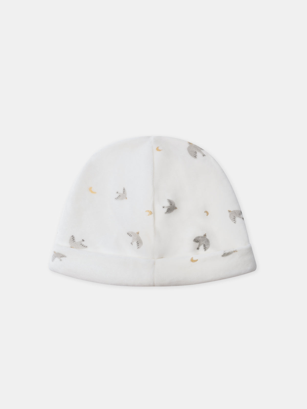 Macaquinho + gorro ecru impresso com pássaros e luas Nascimento Misturado