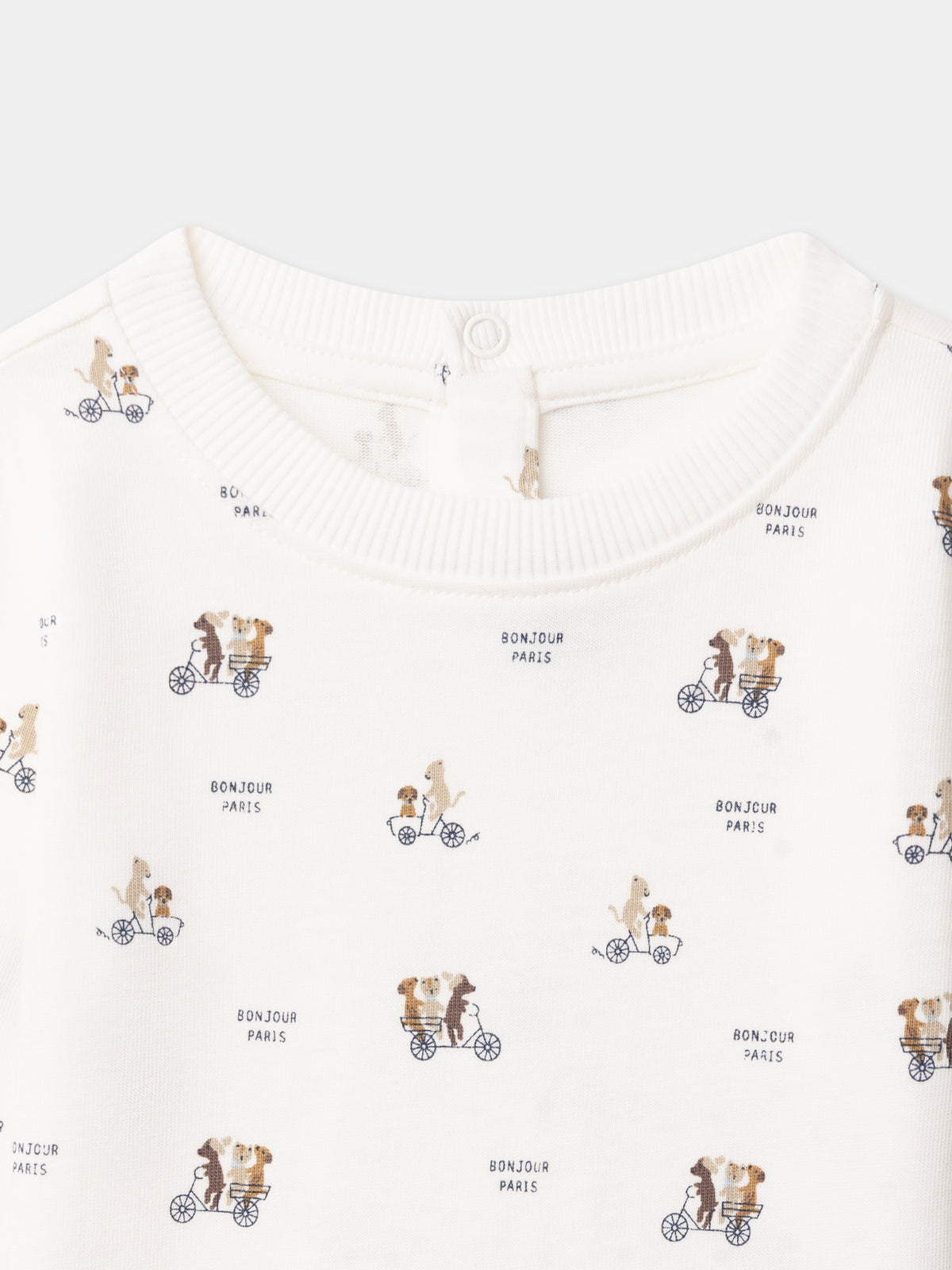 T-shirt ecru com estampa de animais e mangas longas para Bebé Menino