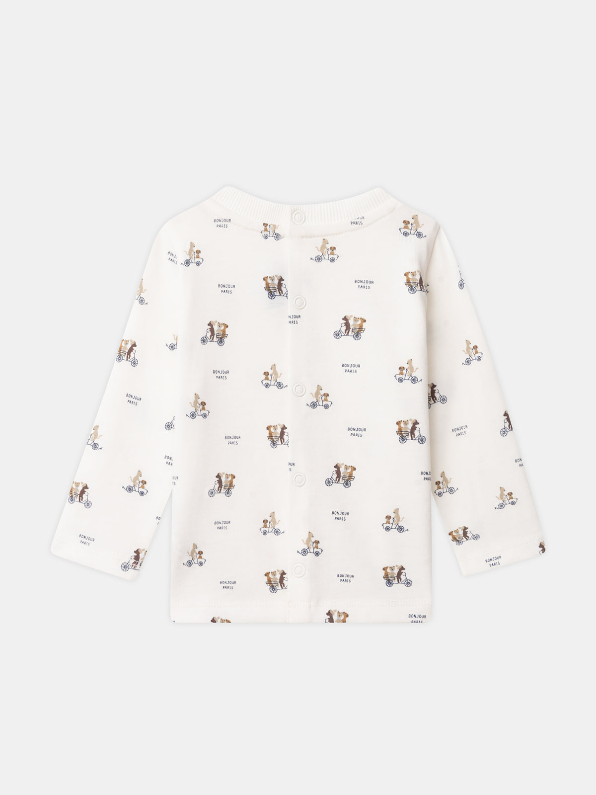 T-shirt ecru com estampa de animais e mangas longas para Bebé Menino