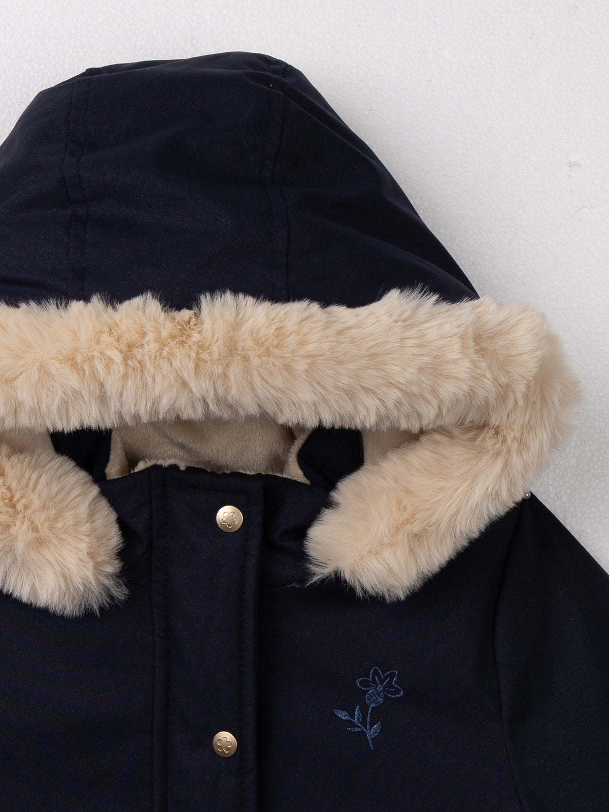 Parka 3 em 1 azul marinho com brilho para meninas