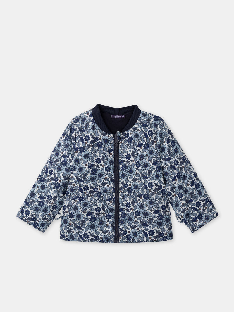 Parka 3 em 1 azul marinho com brilho para meninas
