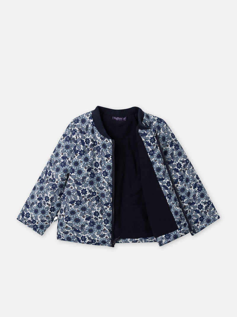 Parka 3 em 1 azul marinho com brilho para meninas