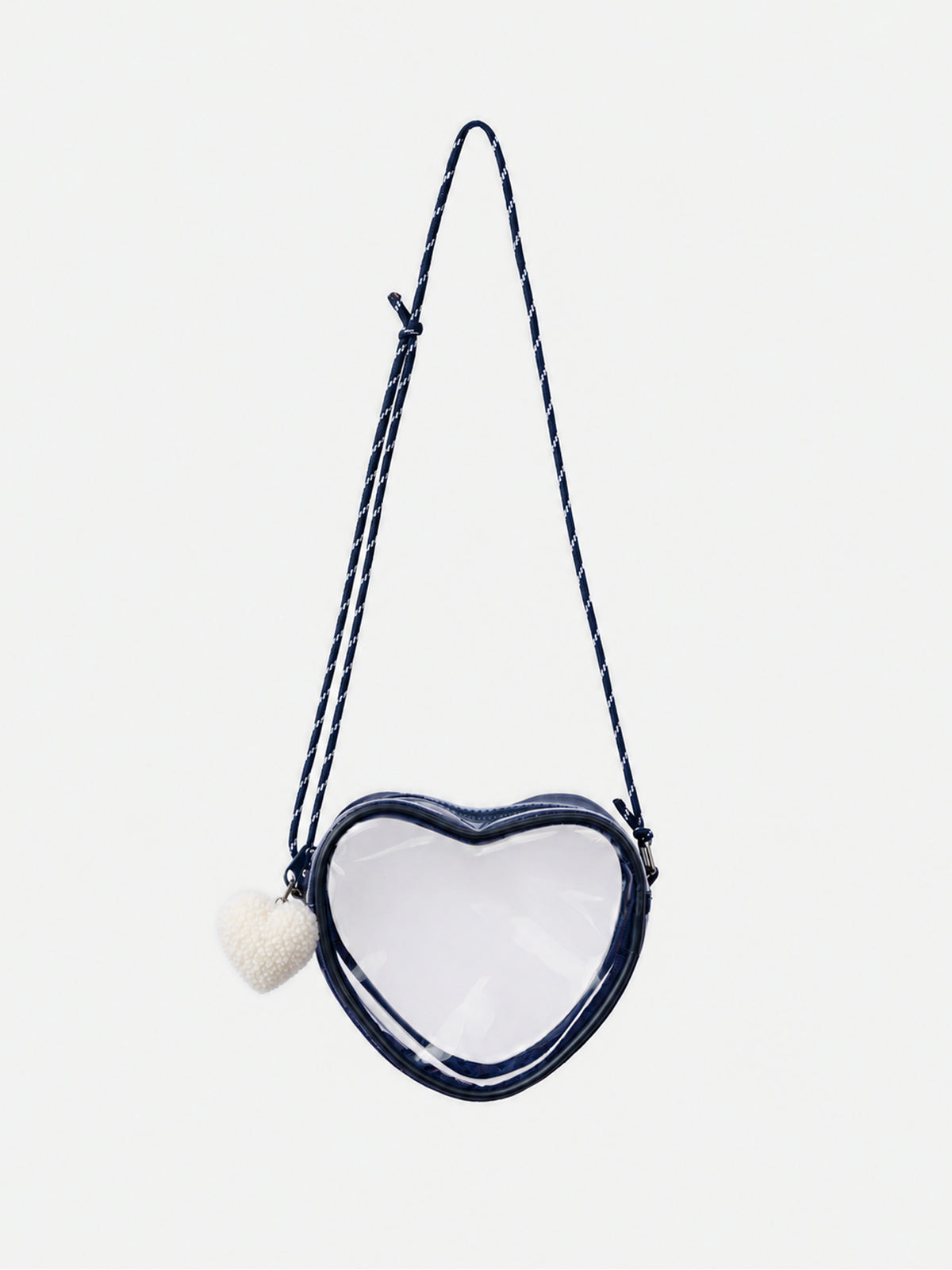 Saco de Ombro Transparente em Forma de Coração com Charm de Coração para Meninas