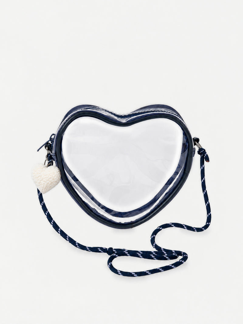Sac cœur à bandoulière transparent et charms coeur Fille