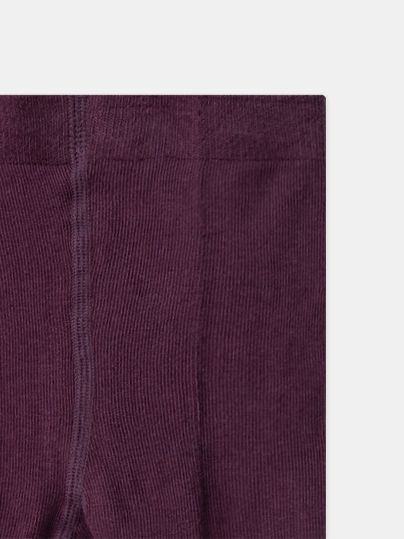 Collants bordeaux com efeito falso aberto para meninas