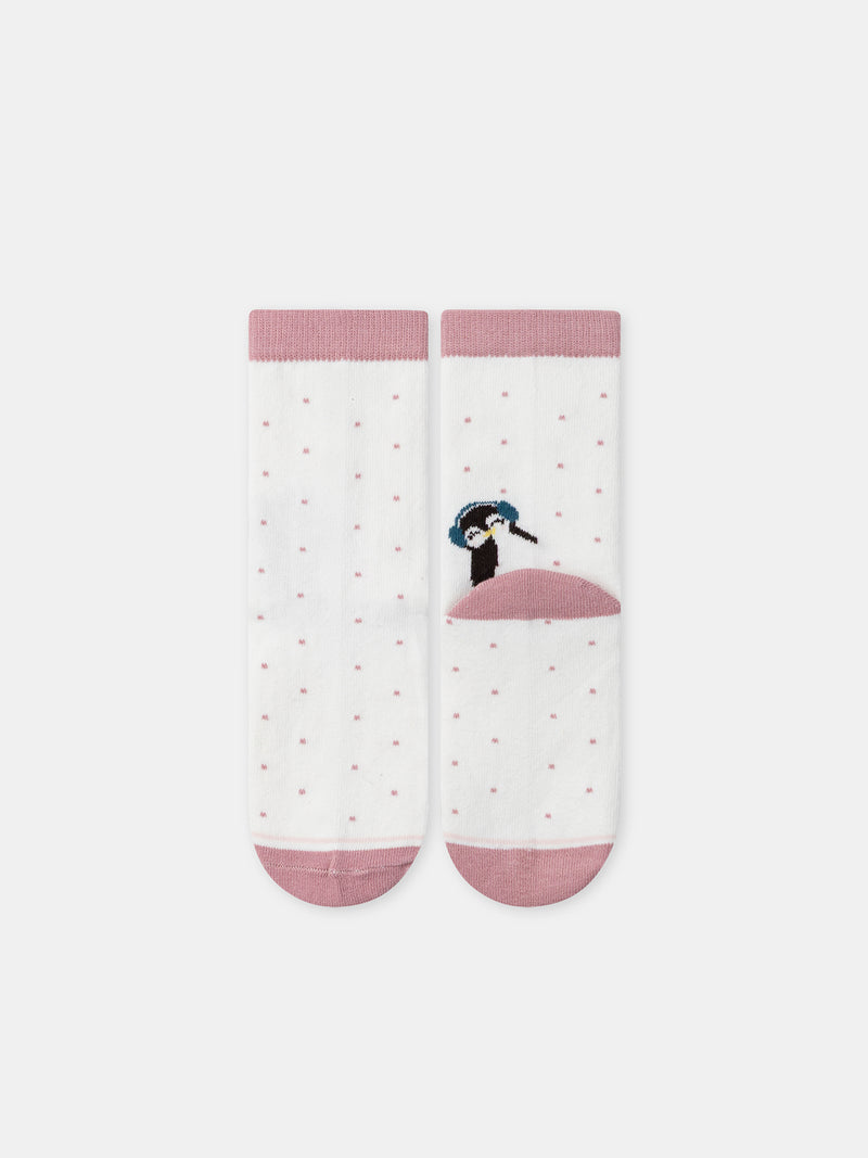 Conjunto de 5 meias rosas pinguins Menina