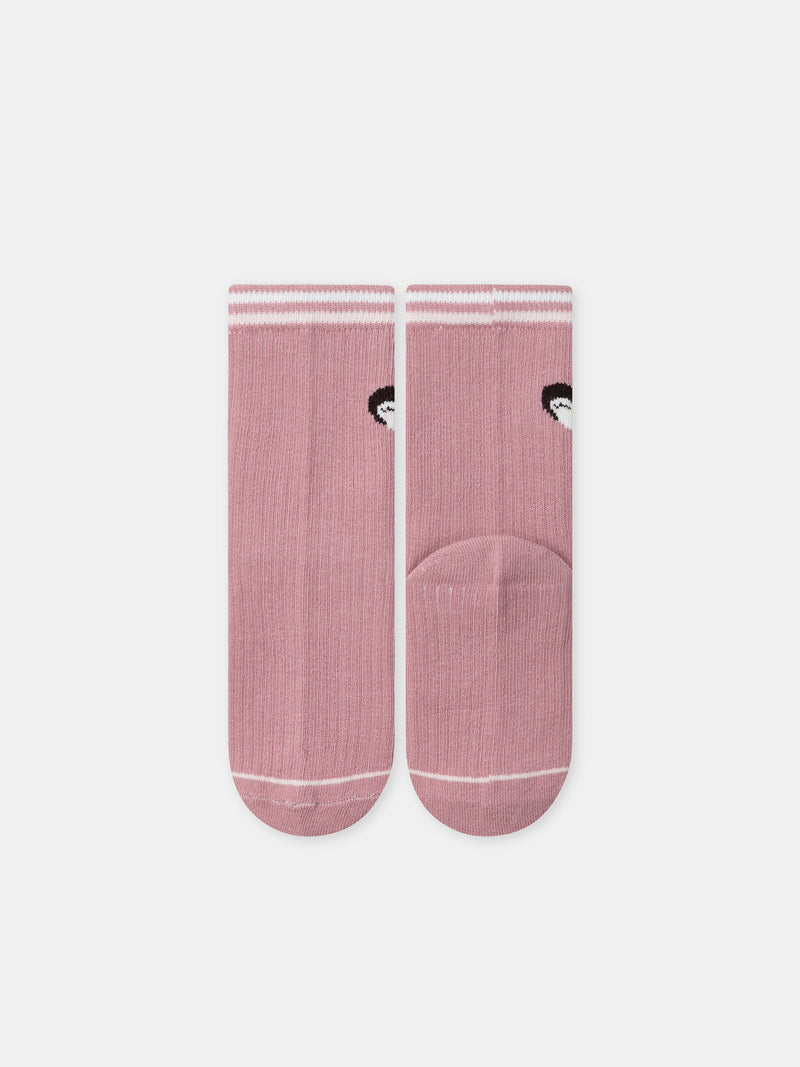 Conjunto de 5 meias rosas pinguins Menina