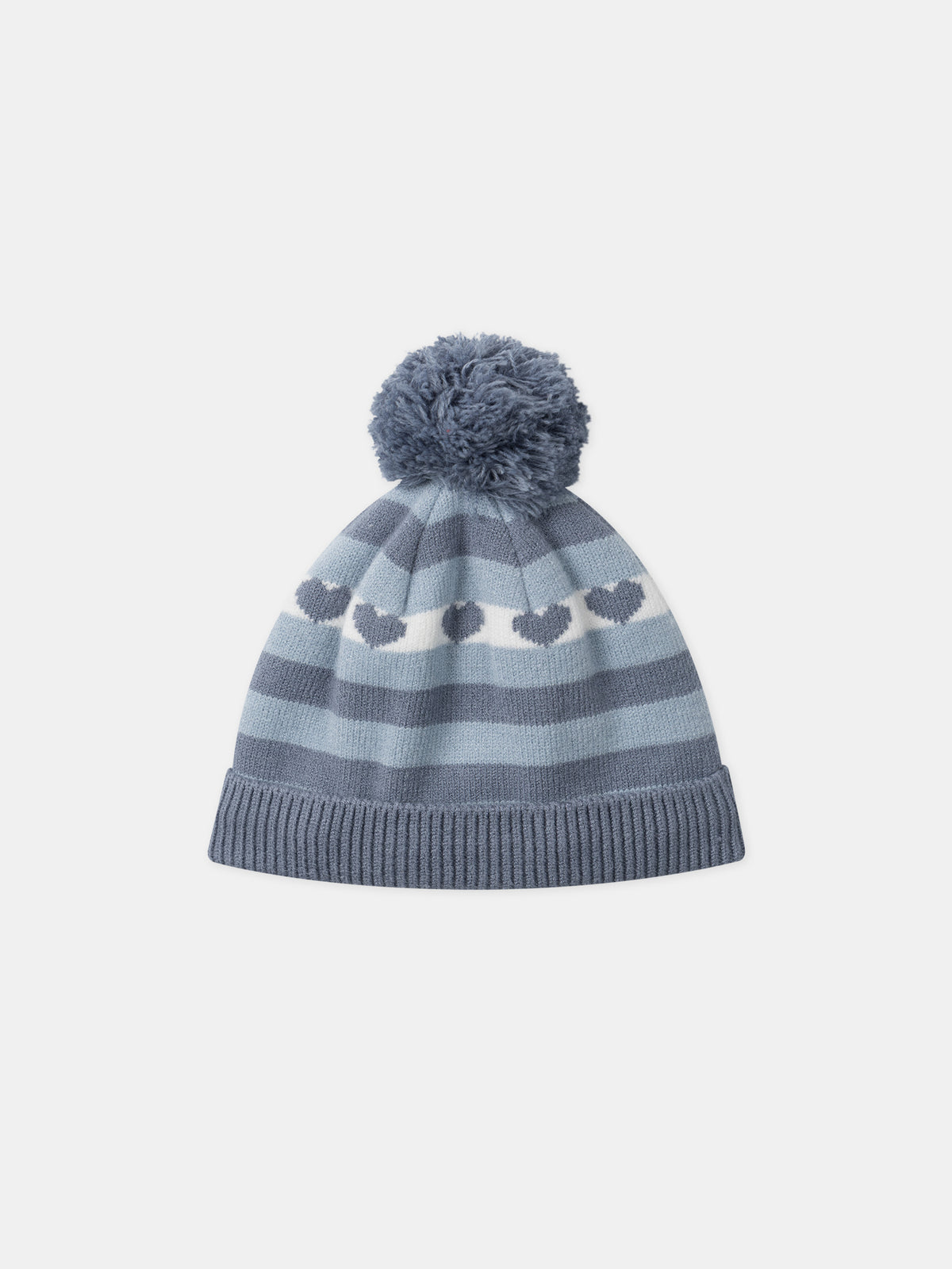 Gorro a rayas azuis com pompom para Menina