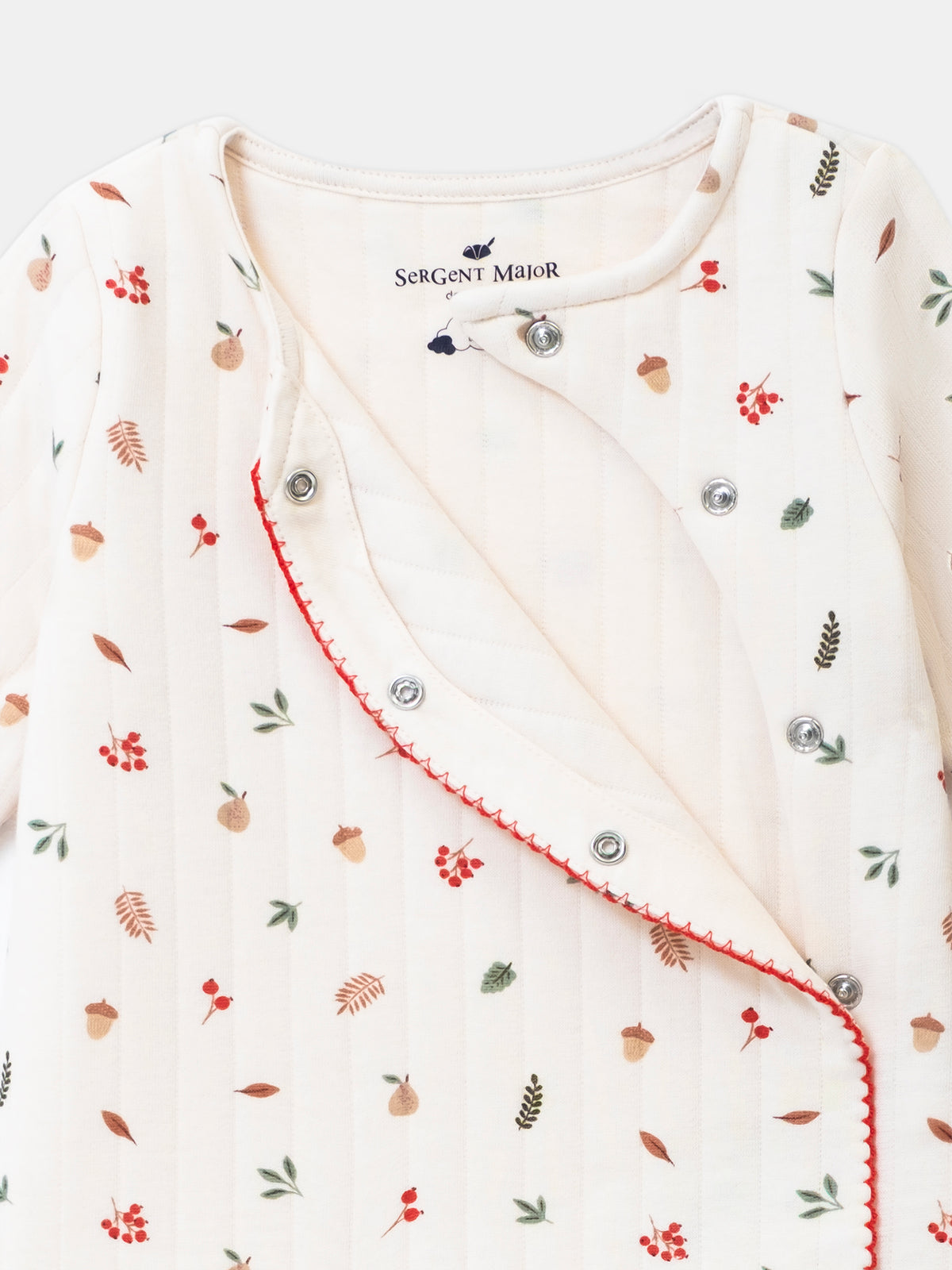 Macacão de Baunilha com Estampado de Folhas e Frutas para Bebé Menina