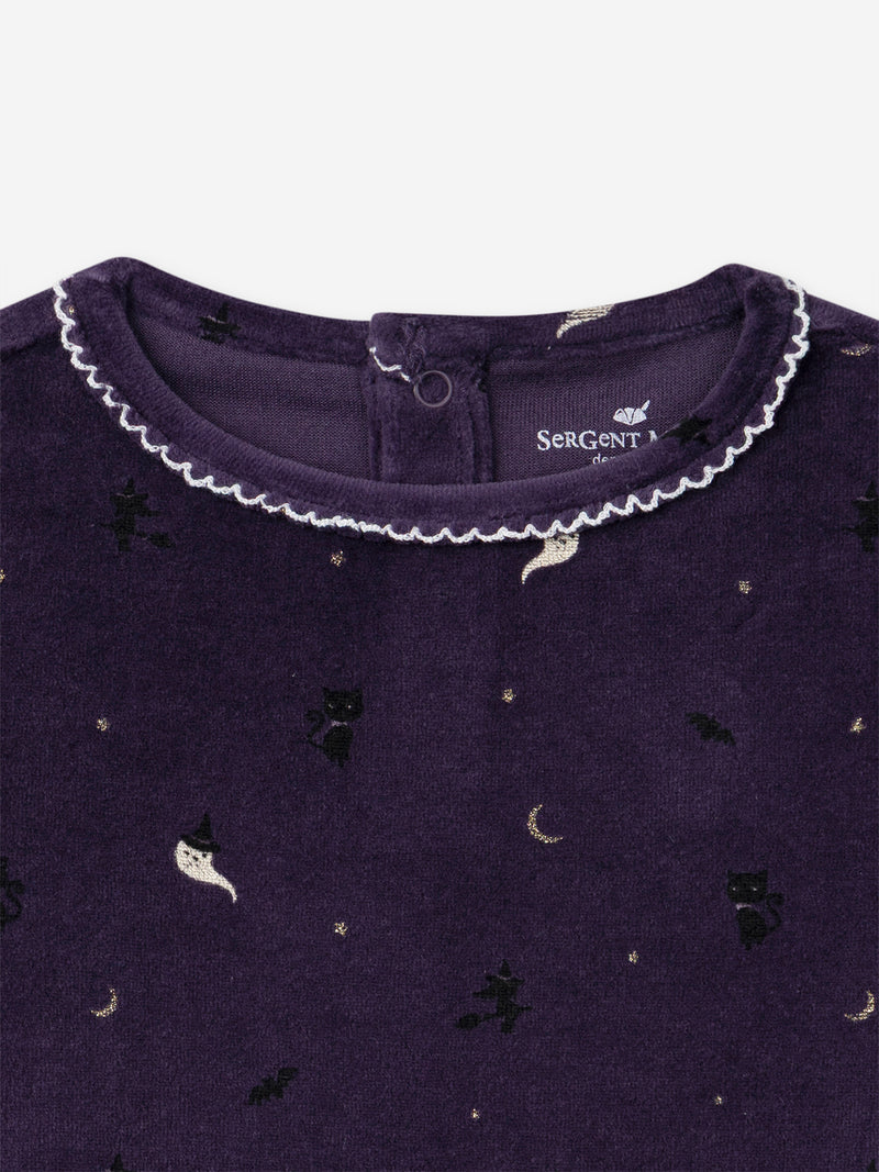 Pyjama d'Halloween violet + ailes de chauve-souris Fille