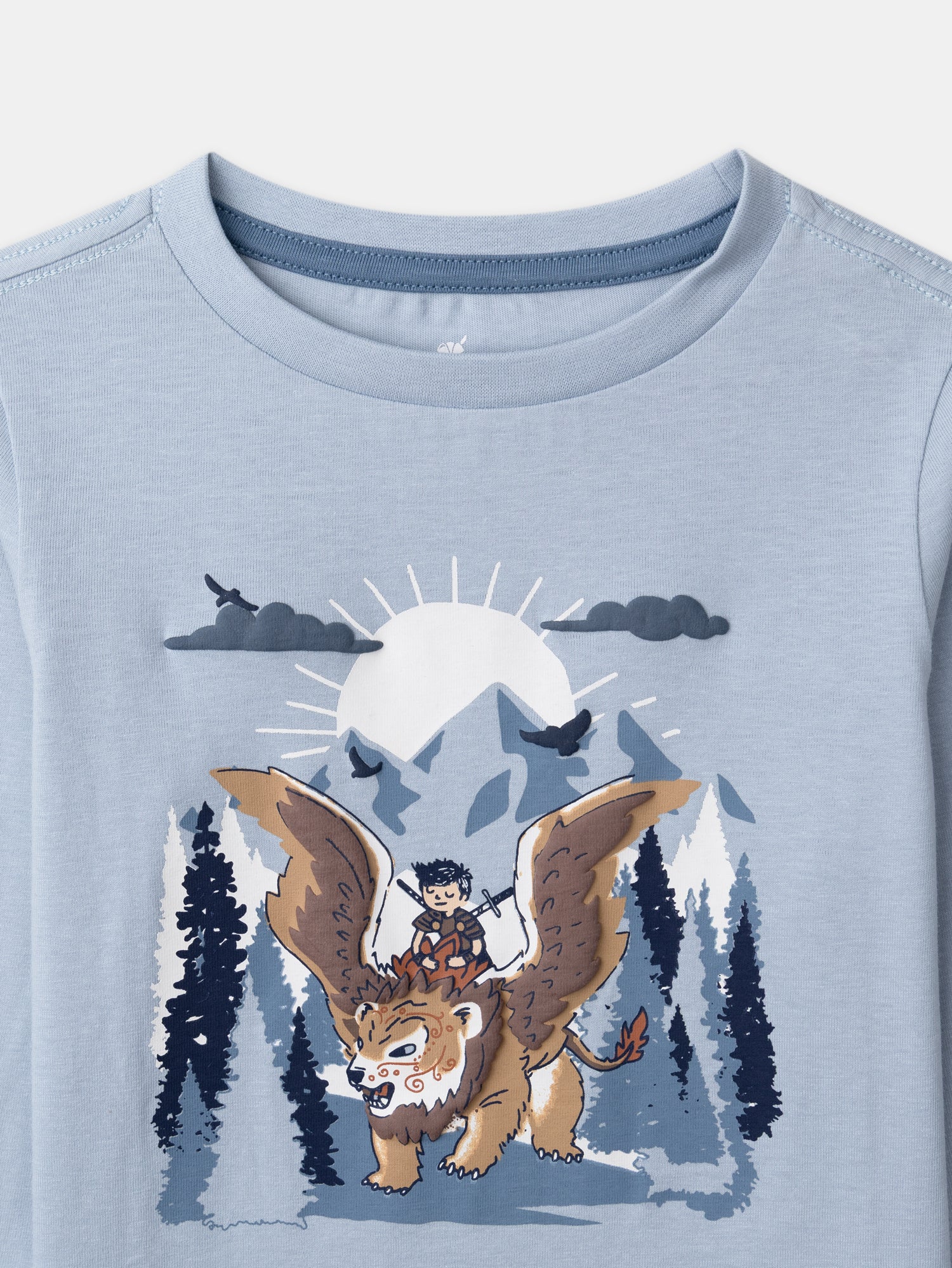 Pyjamas bleu ciel et marine imprimé griffon Garçon