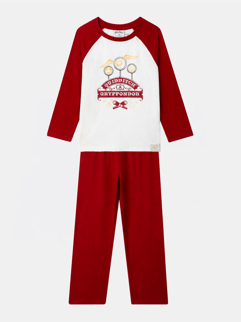 Pijama Harry Potter borgonha e creme impresso "Grifinória" Rapaz