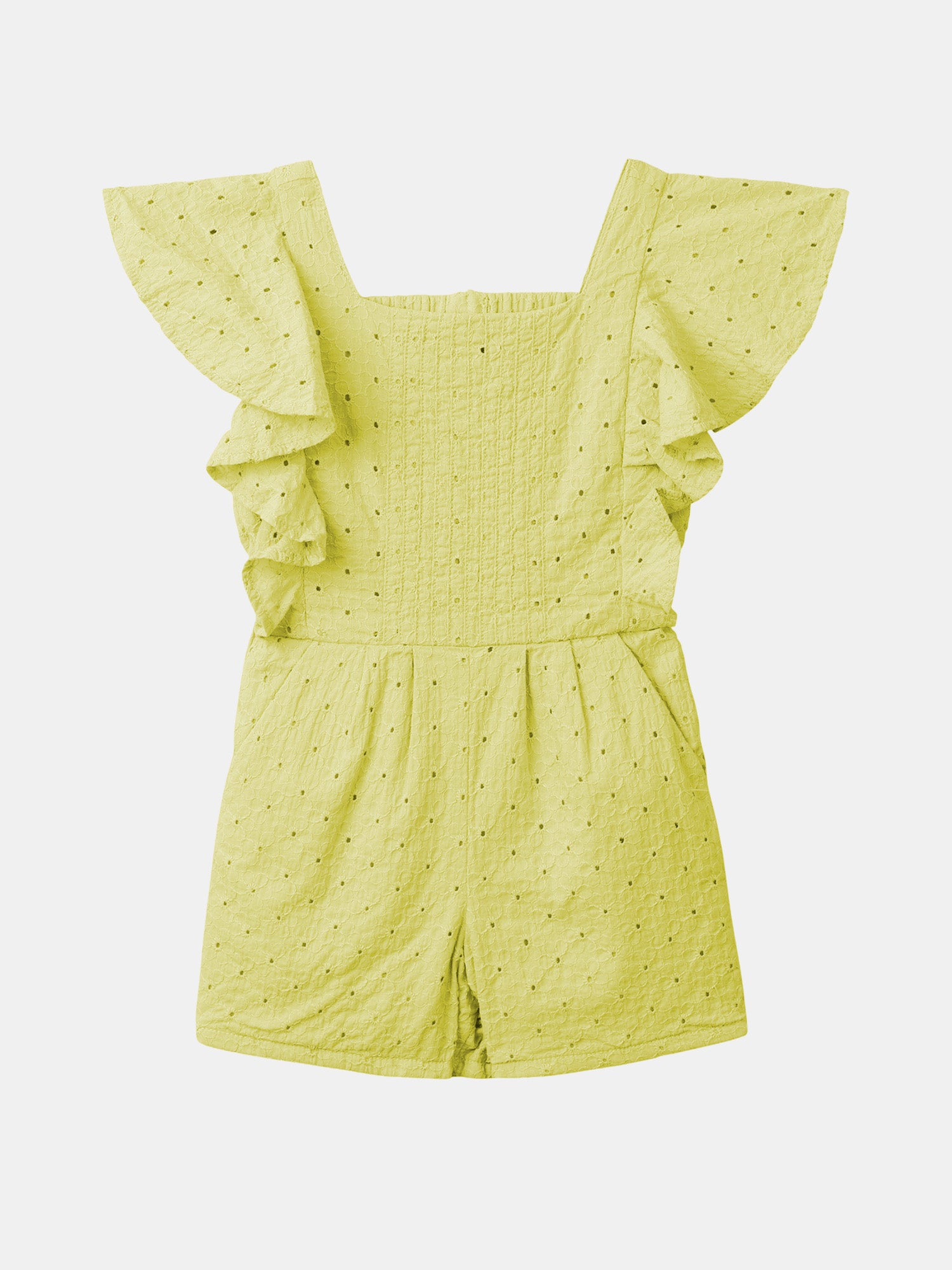 Macacão amarelo com bordado inglês Menina