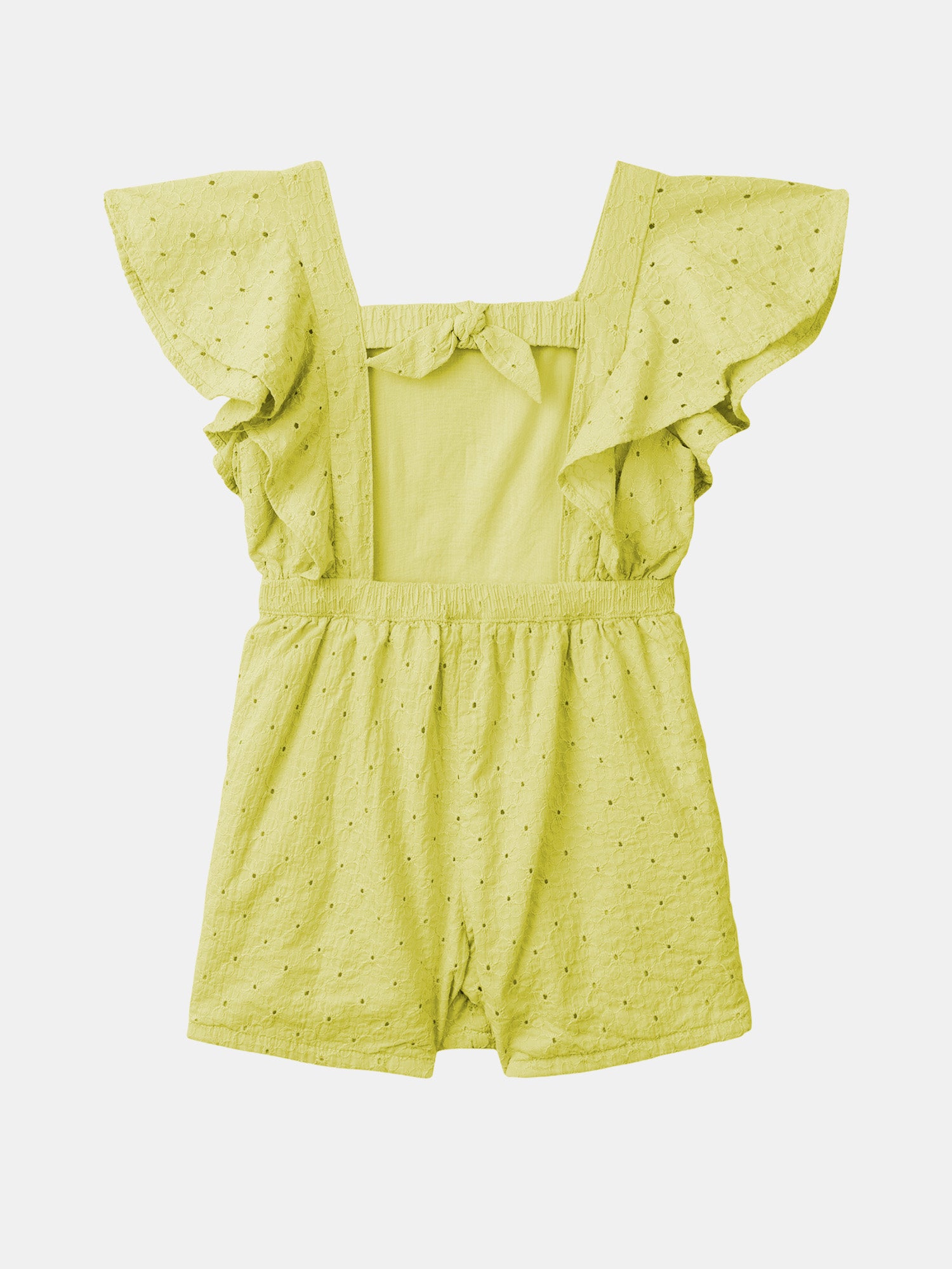 Macacão amarelo com bordado inglês Menina