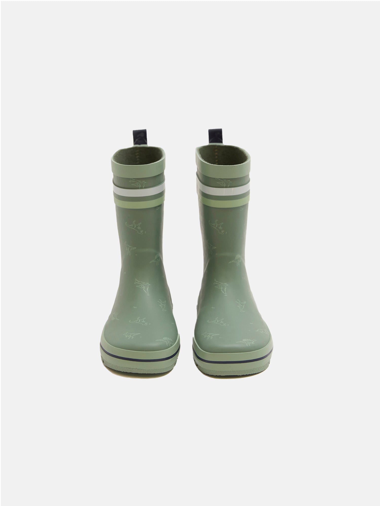 Botas de chuva verdes com estampa de dinossauros para meninos